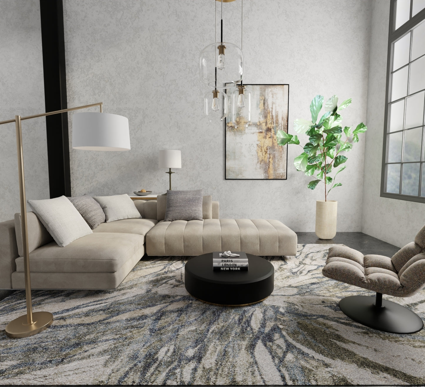 Skyview Modern/Bohemian & Eclectic/Industrial Gray/Green/Ivory Runner  Feizy Rugs Small Parcel,Feizy Rugs,Skyview,Gray/Green/Ivory,2'6" x 7'3",Runner,Polypropylene,Modern/Bohemian & Eclectic/Industrial,Turkey