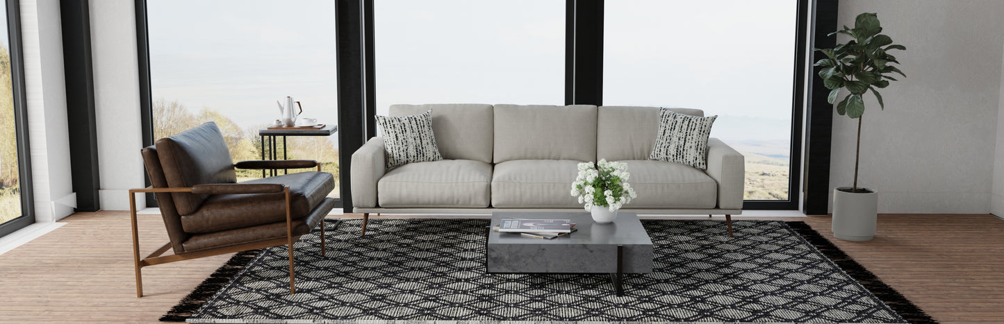 Phoenix Transitional/Farmhouse/Scandinavian Diamond/Trellis & Lattice Black/Ivory - Feizy Rug