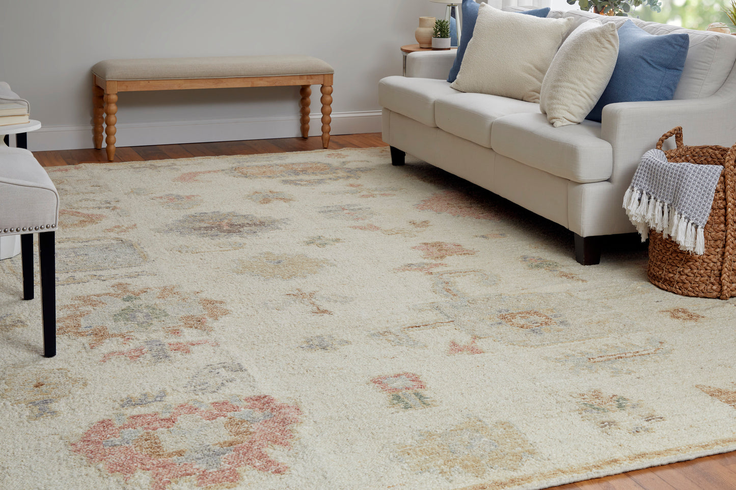 Grafton Transitional/Bohemian & Eclectic/Craftsman Floral & Botanical Ivory/Orange/Gray - Feizy Rug