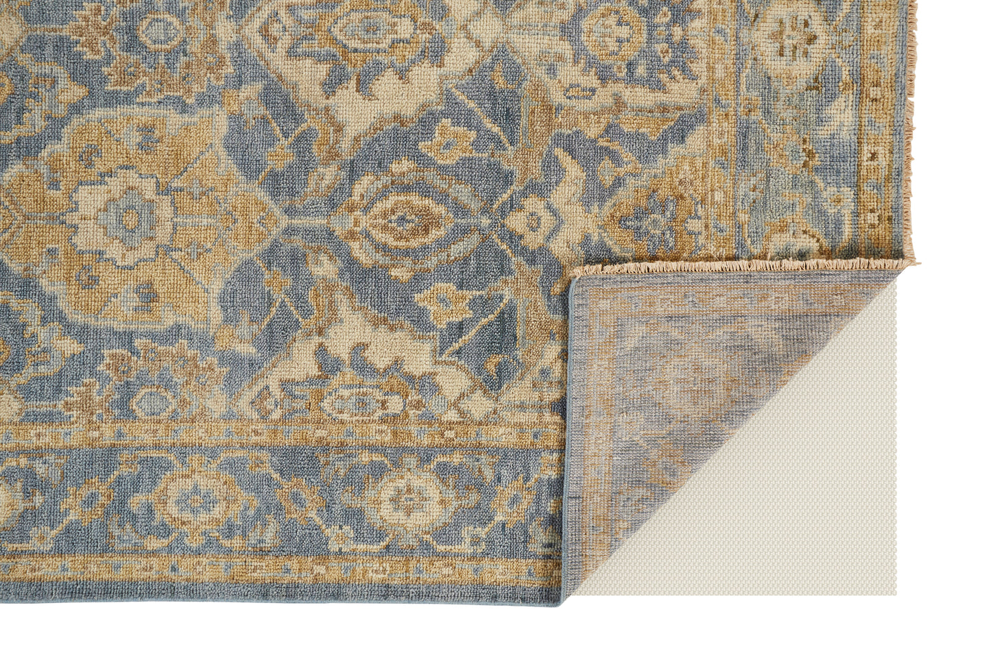 Carrington Traditional/Vintage/Classic Oriental/Bordered Blue/Gold/Tan - Feizy Rug