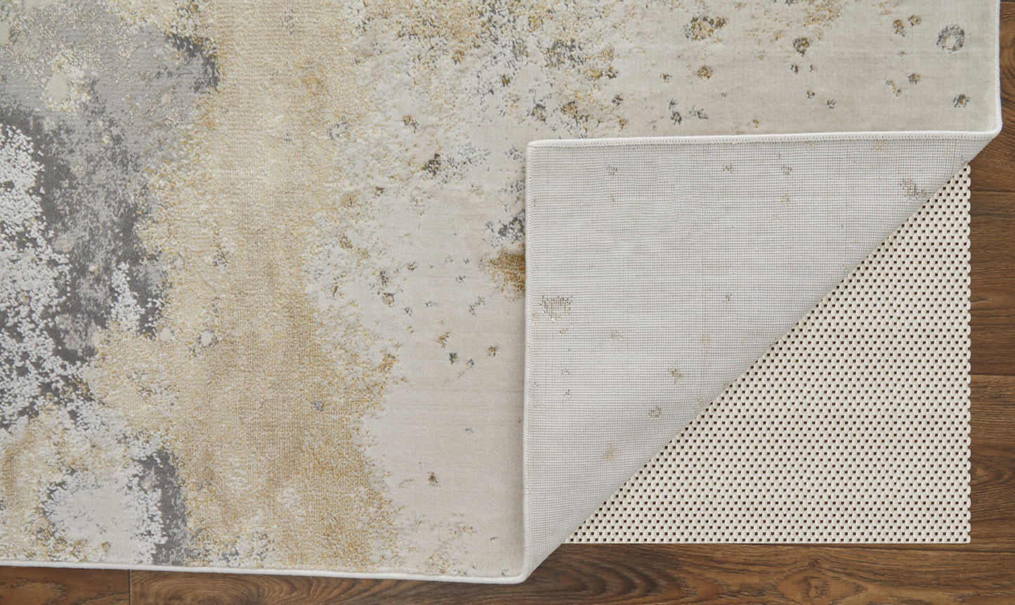Astra Transitional/Industrial/Casual Abstract/Watercolor Gray/Gold/Ivory - Feizy Rug