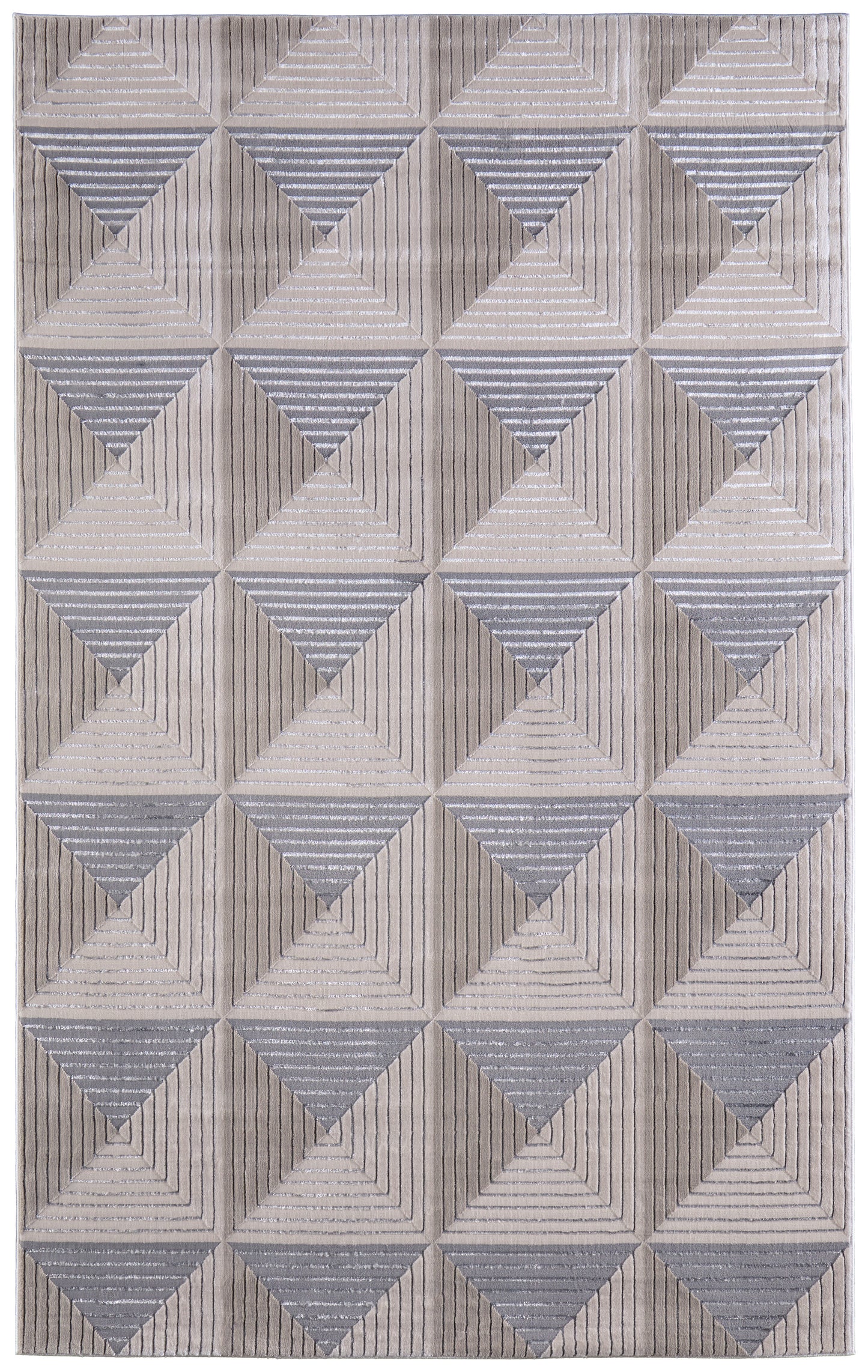 Micah Modern/Mid-Century Modern Geometric Ivory/Gray/Ivory - Feizy Rug