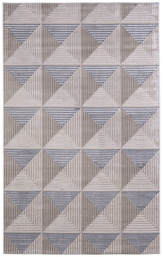 Micah Modern/Mid-Century Modern Geometric Ivory/Gray/Ivory - Feizy Rug