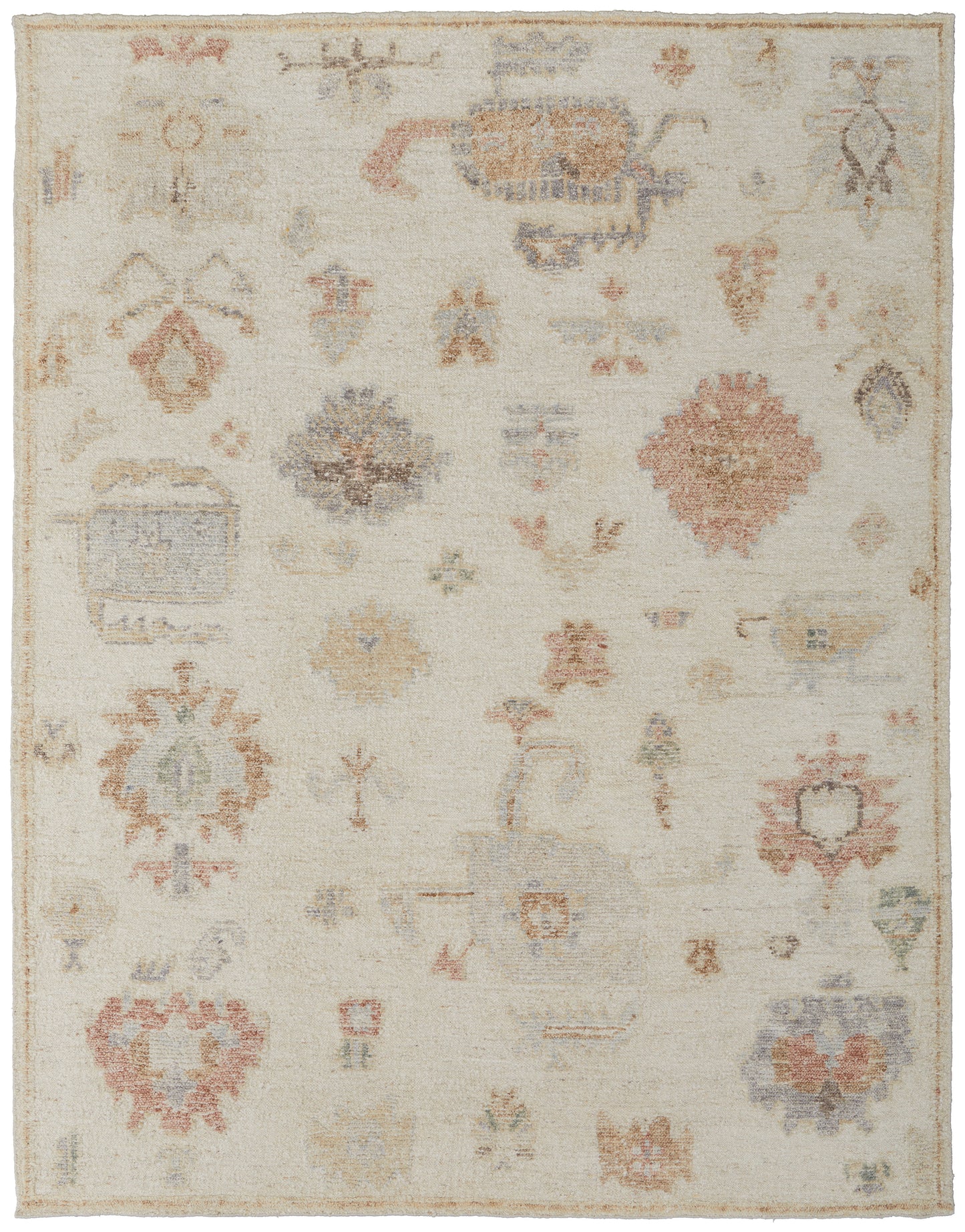 Grafton Transitional/Bohemian & Eclectic/Craftsman Floral & Botanical Ivory/Orange/Gray - Feizy Rug