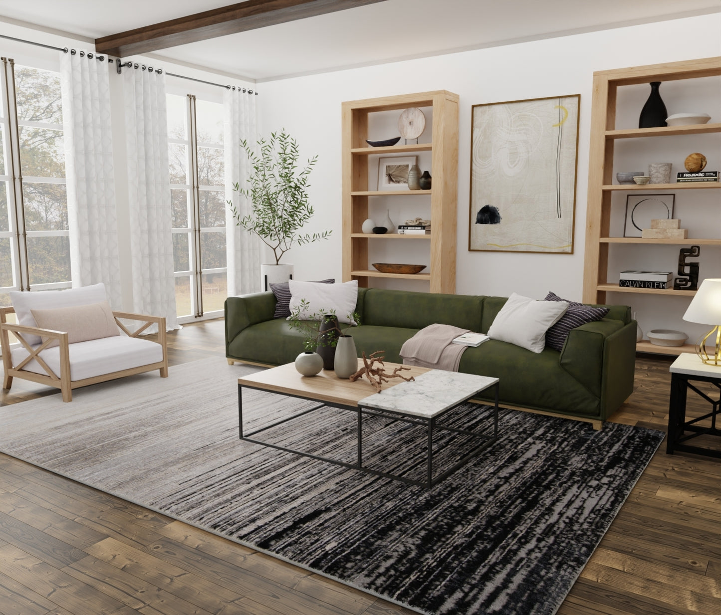 Micah Modern/Industrial Black/Gray Runner  Feizy Rugs Small Parcel,Feizy Rugs,Micah,Black/Gray,2'10" x 7'10",Runner,Polyester/Polypropylene,Modern/Industrial,Turkey