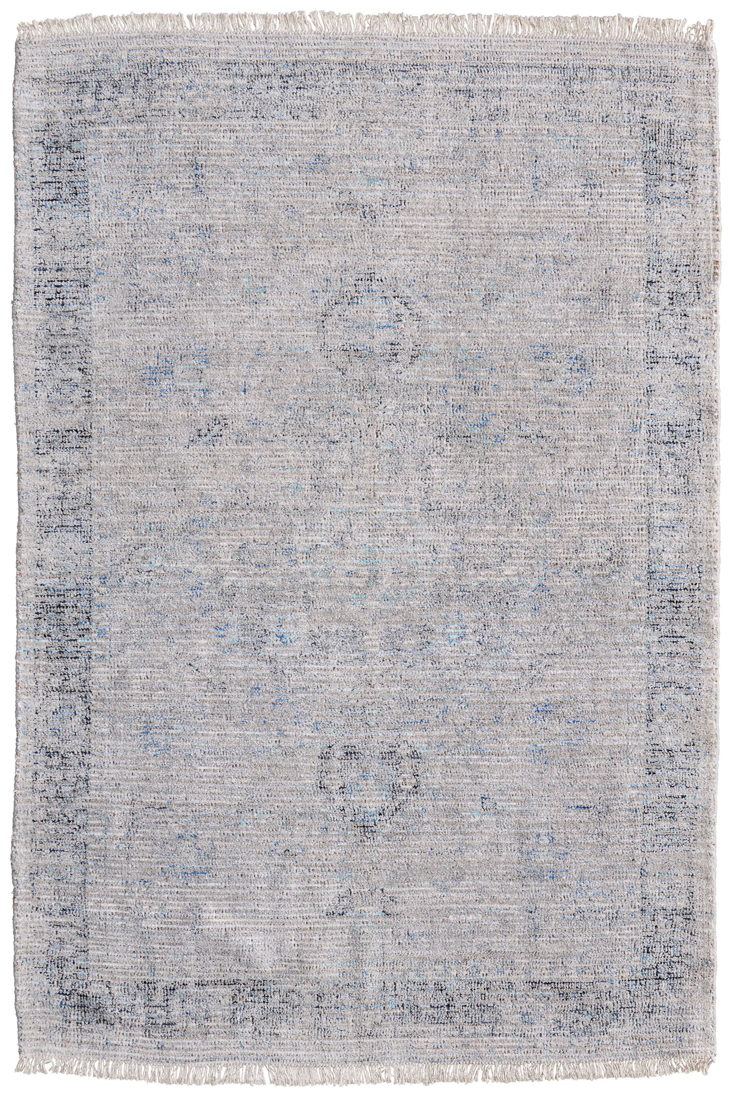 Caldwell Transitional/Bohemian & Eclectic/Casual Distressed/Bordered Gray/Blue/Taupe - Feizy Rug