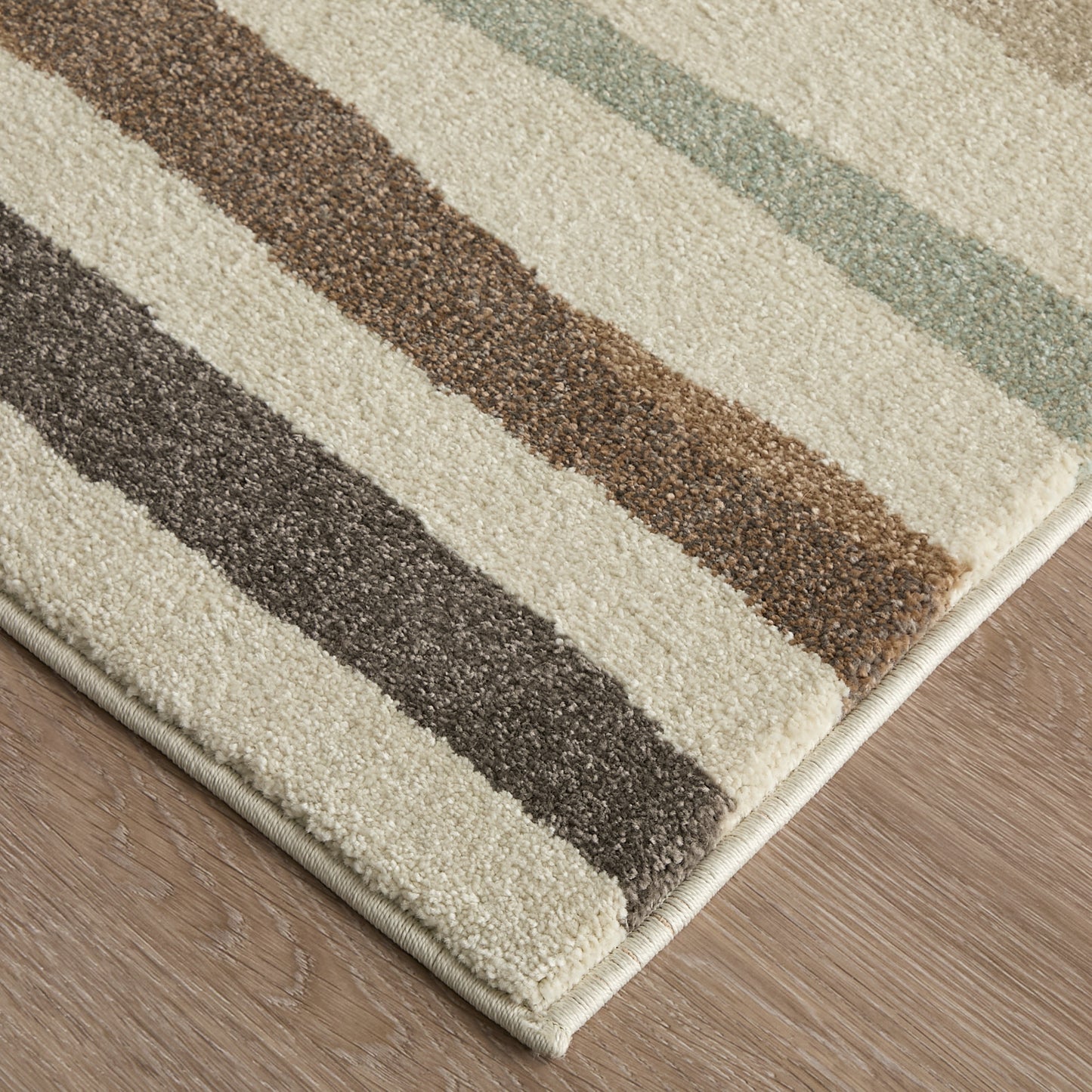 Eden Modern Abstract/Stripes Ivory/Brown/Blue - Feizy Rug