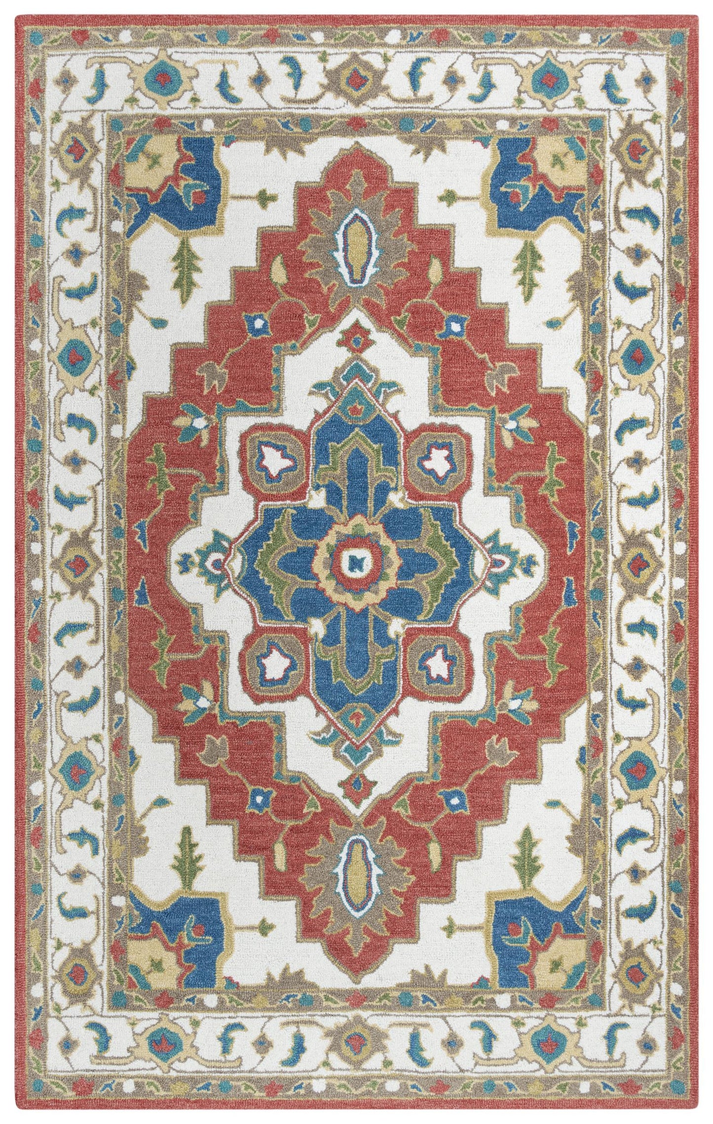Conley A01105 Red/Ivory Hand-Tufted Rug - Rizzy