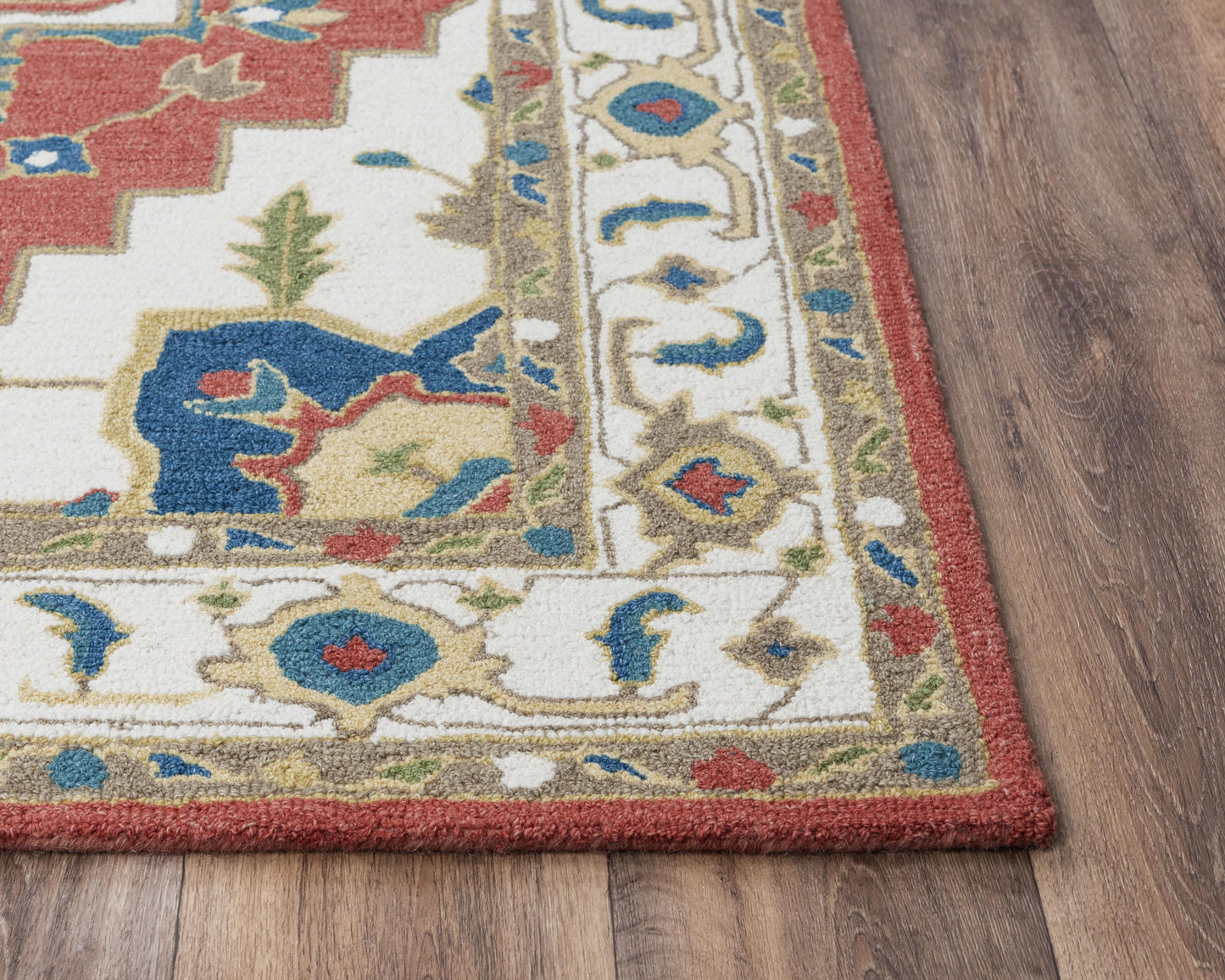 Conley A01105 Red/Ivory Hand-Tufted Rug - Rizzy