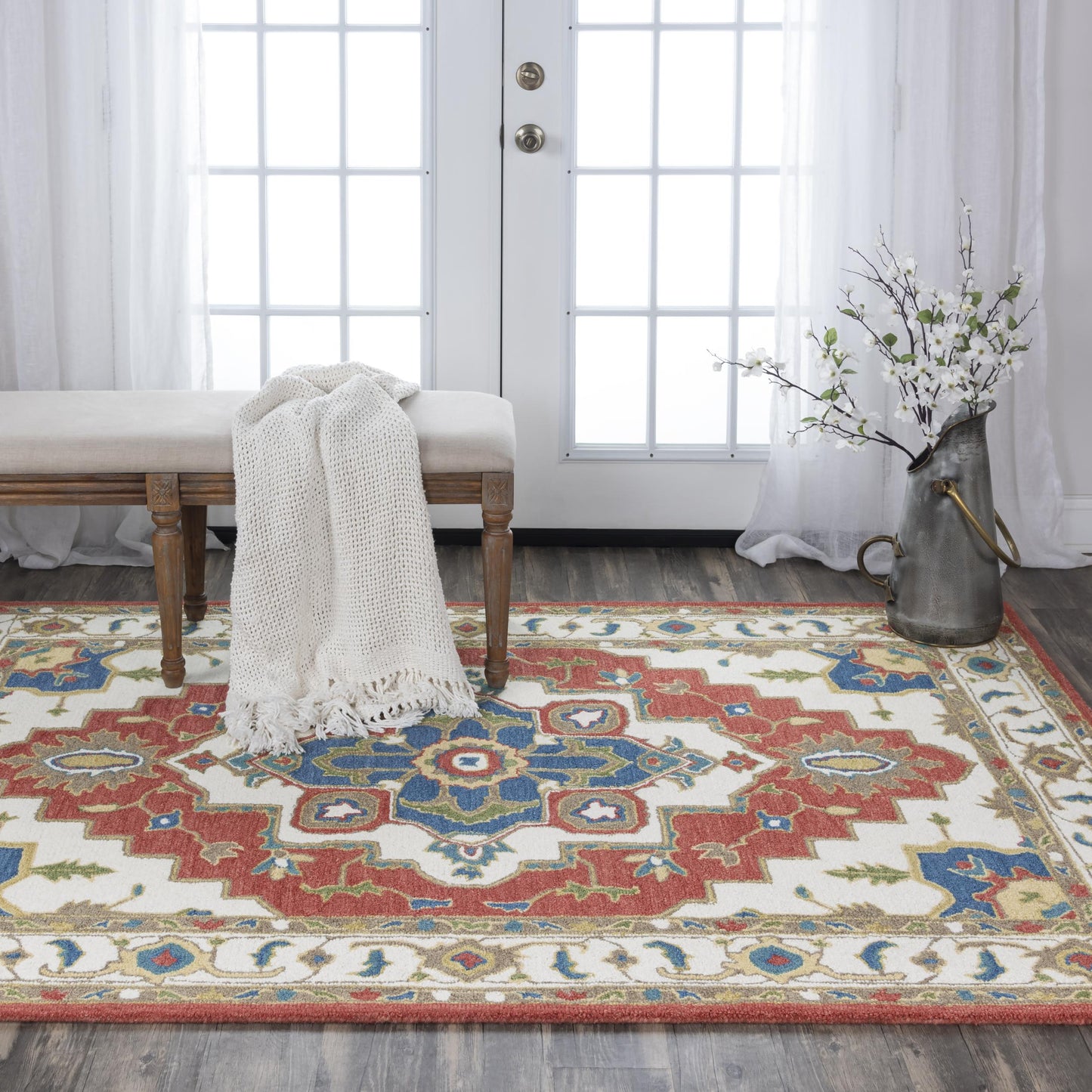 Conley A01105 Red/Ivory Hand-Tufted Rug - Rizzy