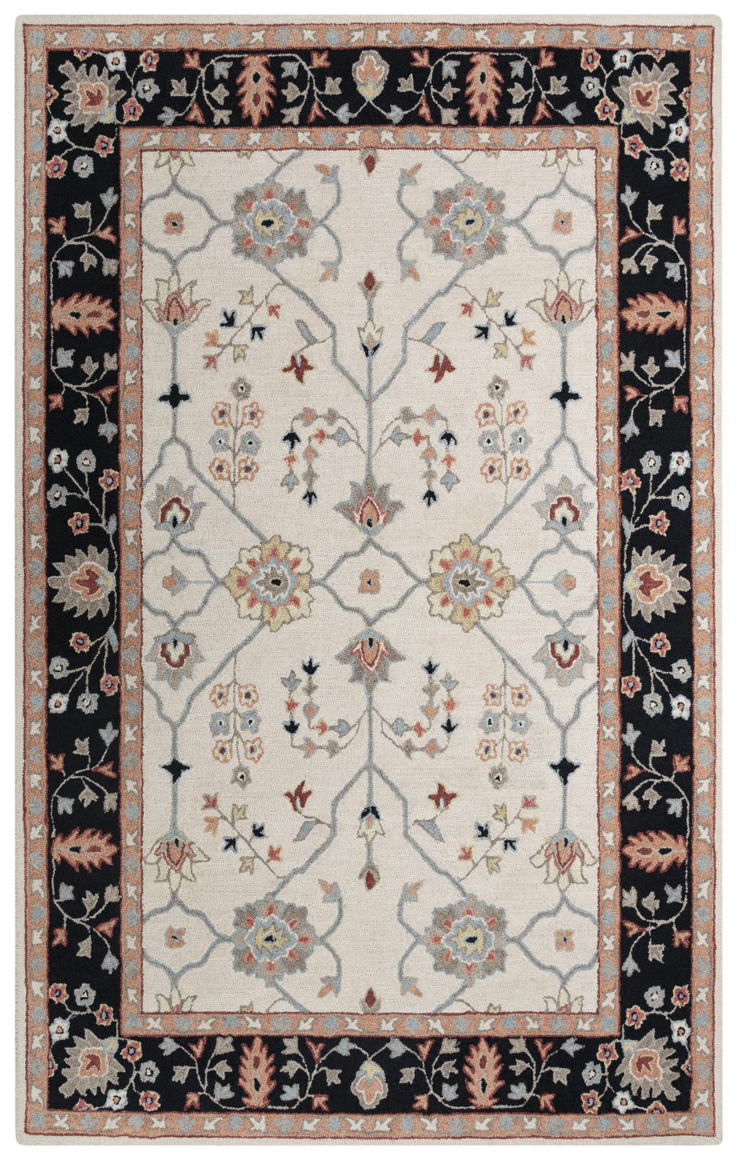 Conley A01107 Beige/Black Hand-Tufted Rug - Rizzy