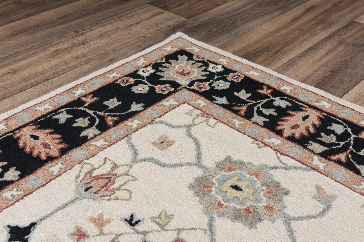 Conley A01107 Beige/Black Hand-Tufted Rug - Rizzy