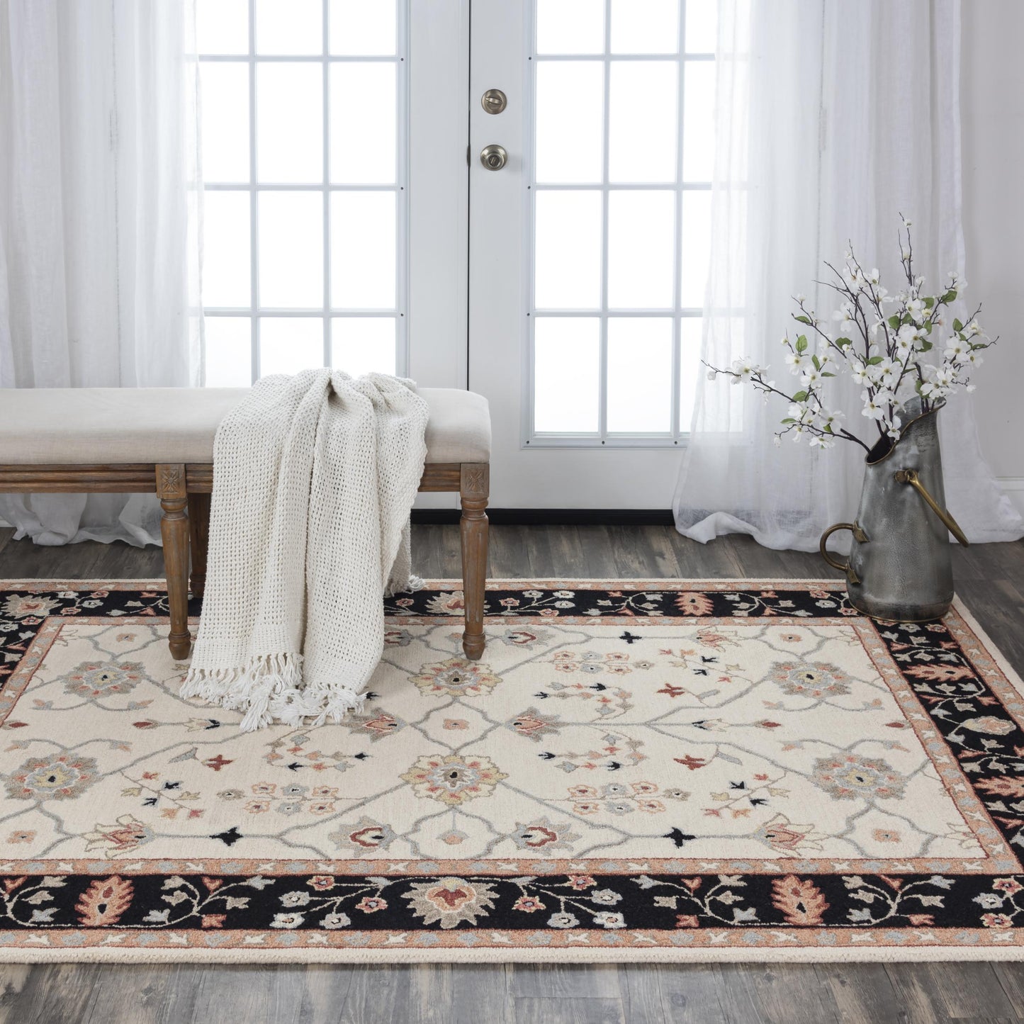 Conley A01107 Beige/Black Hand-Tufted Rug - Rizzy