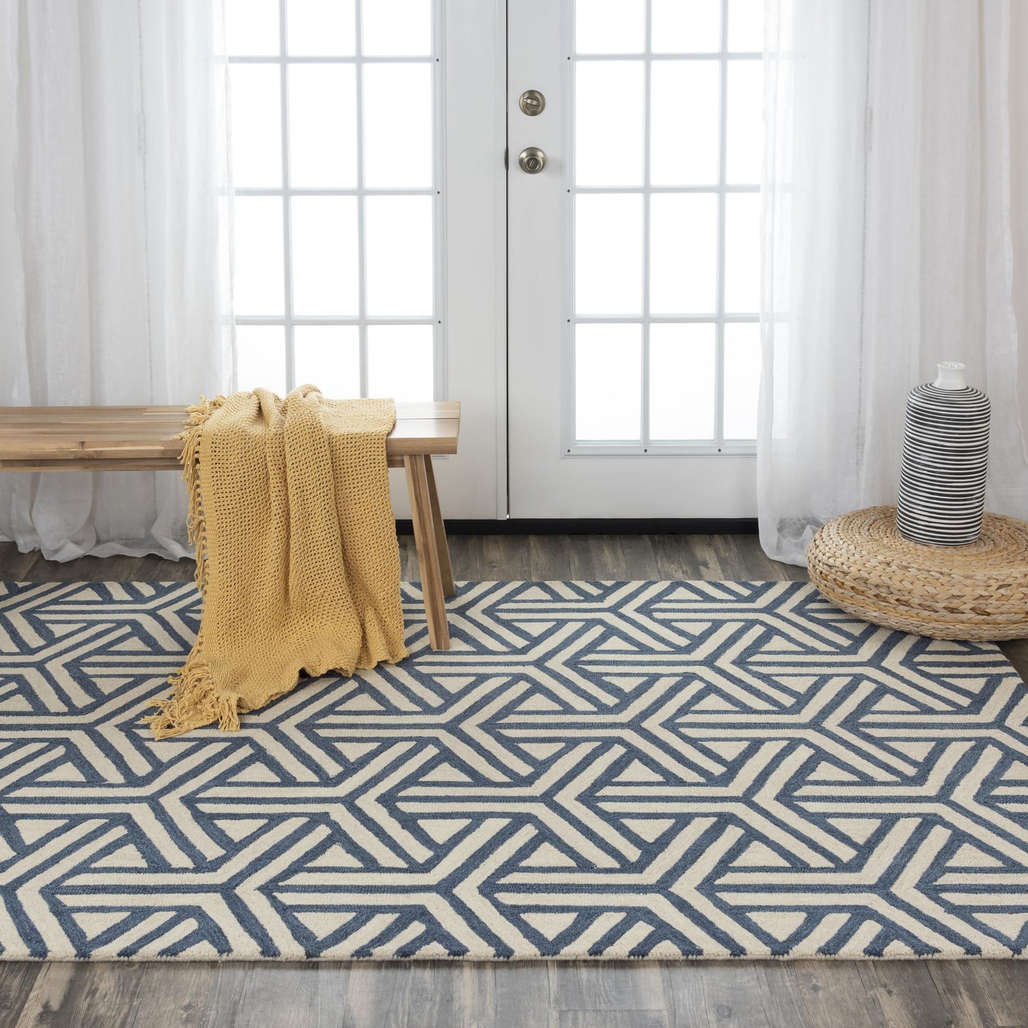 Ellis A04101 Blue Hand-Tufted Rug - Rizzy