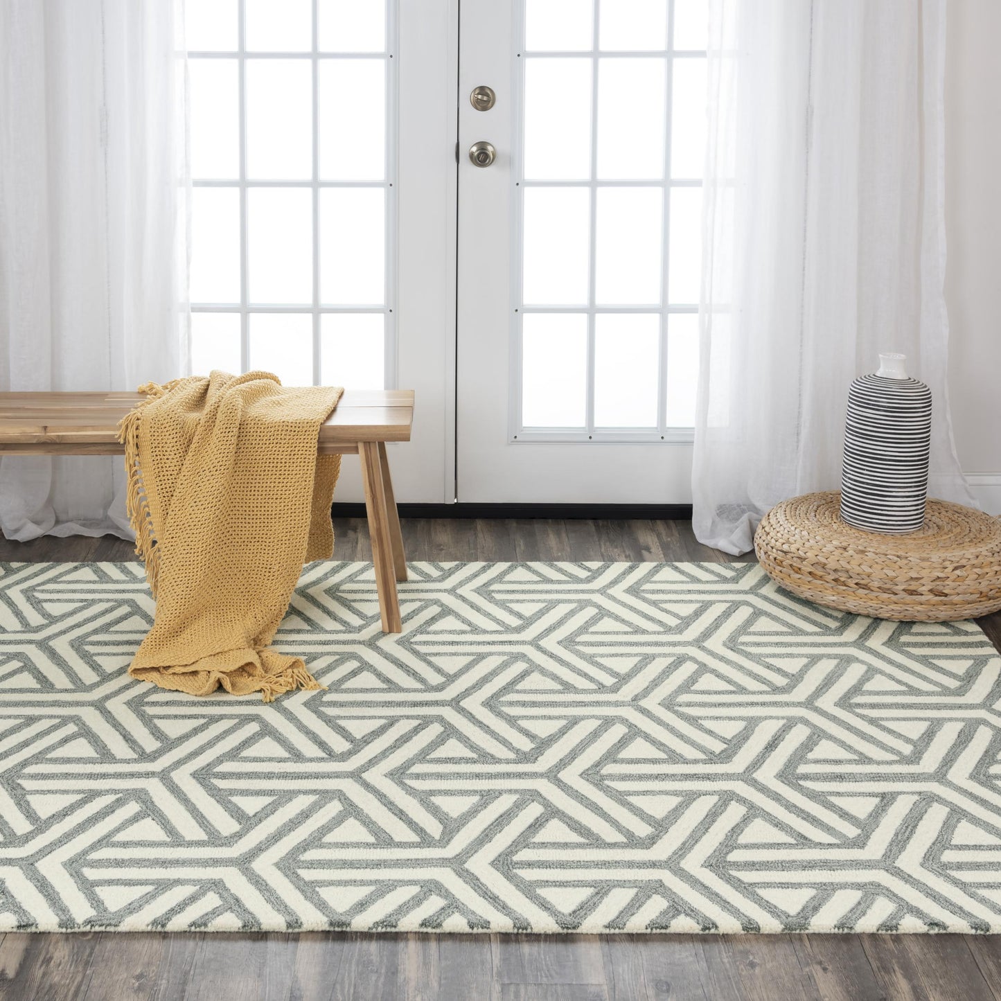 Ellis A04102 Gray/Ivory Hand-Tufted Rug - Rizzy