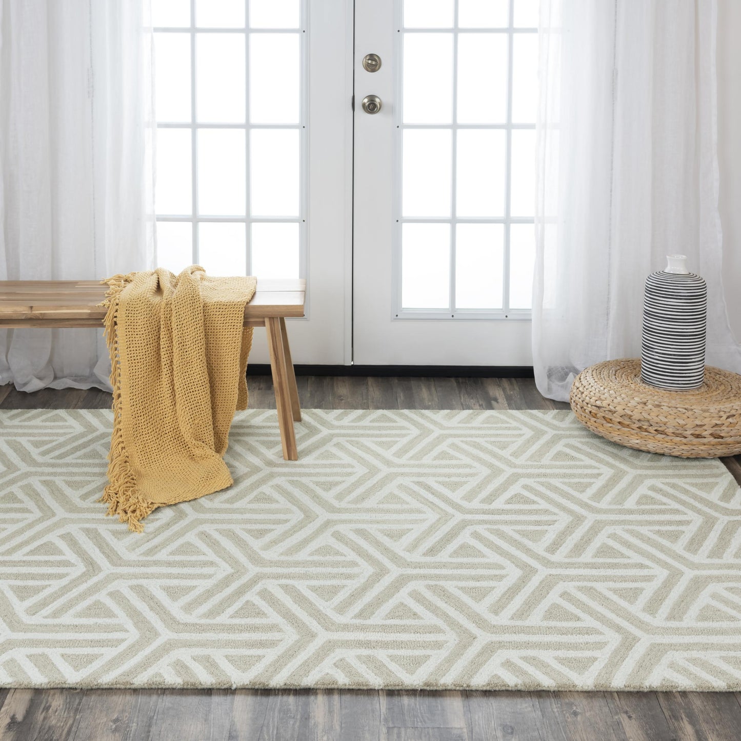Ellis A04104 Ivory/Beige Hand-Tufted Rug - Rizzy