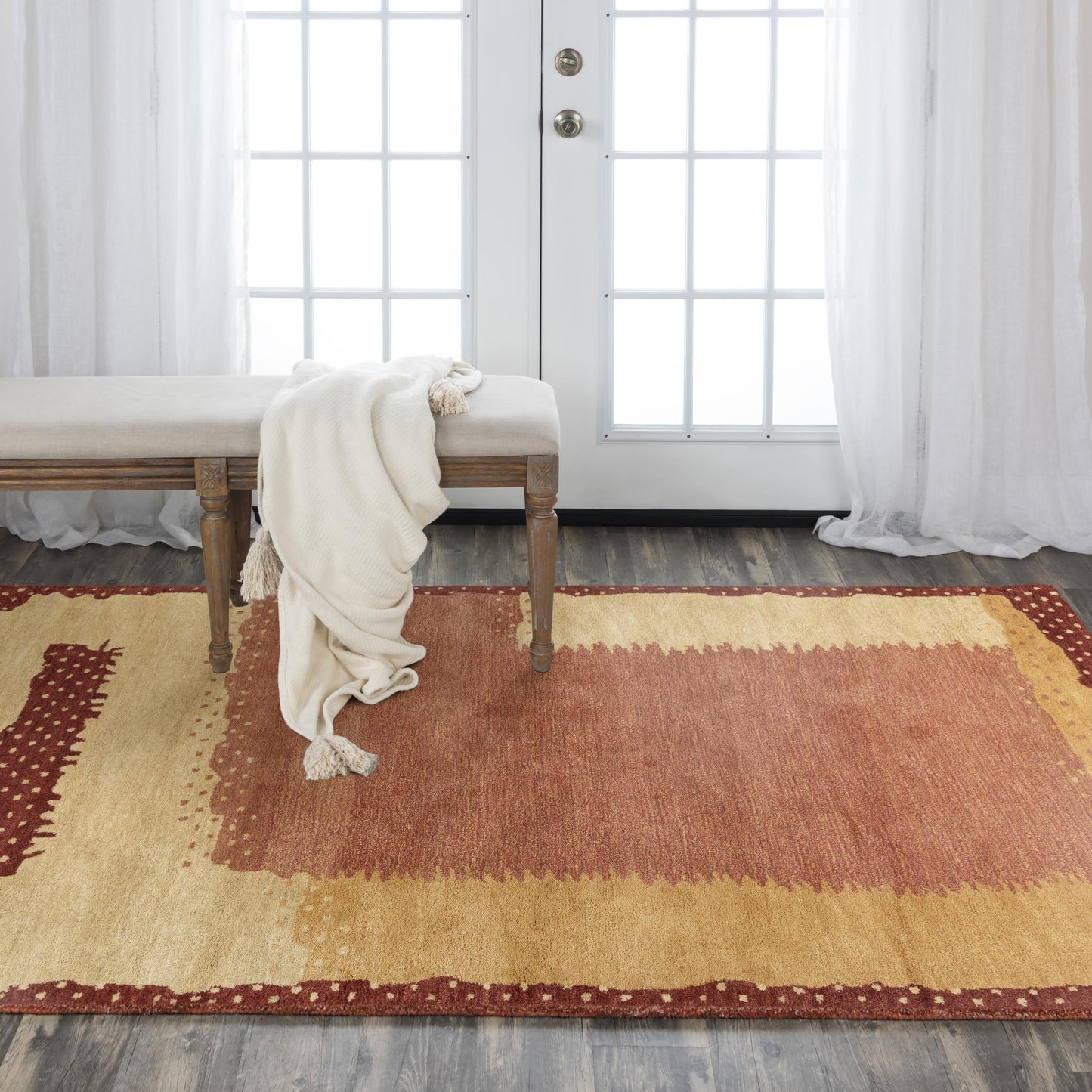 Nomad A14102 Red/Gold Hand-Tufted Rug - Rizzy