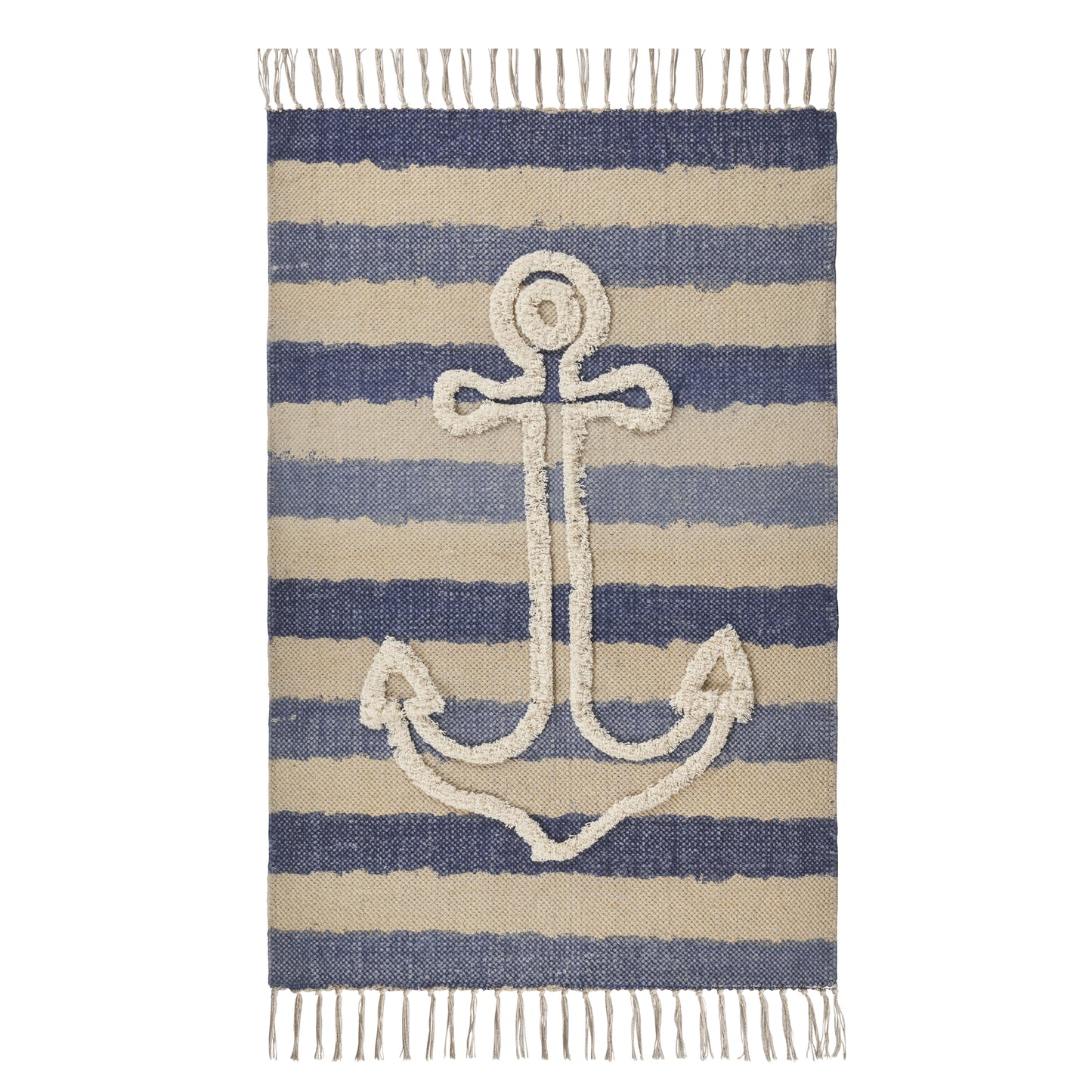 ACCEN-70153 Nautical/Coastal Hand-Woven Navy/Ivory Cotton Indoor Area Rugs - LR Home