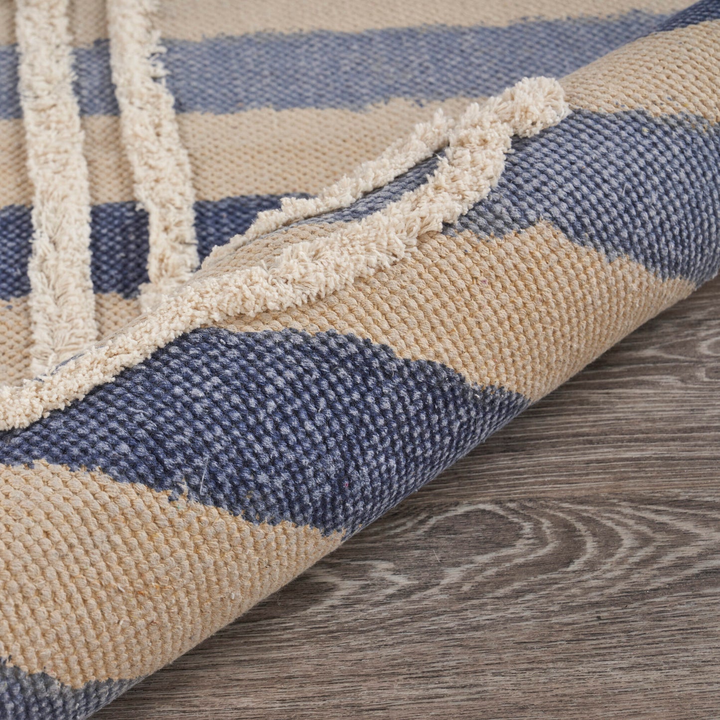 ACCEN-70153 Nautical/Coastal Hand-Woven Navy/Ivory Cotton Indoor Area Rugs - LR Home