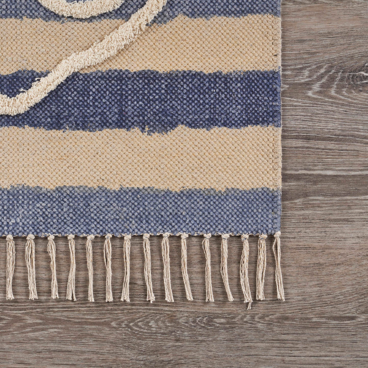 ACCEN-70153 Nautical/Coastal Hand-Woven Navy/Ivory Cotton Indoor Area Rugs - LR Home
