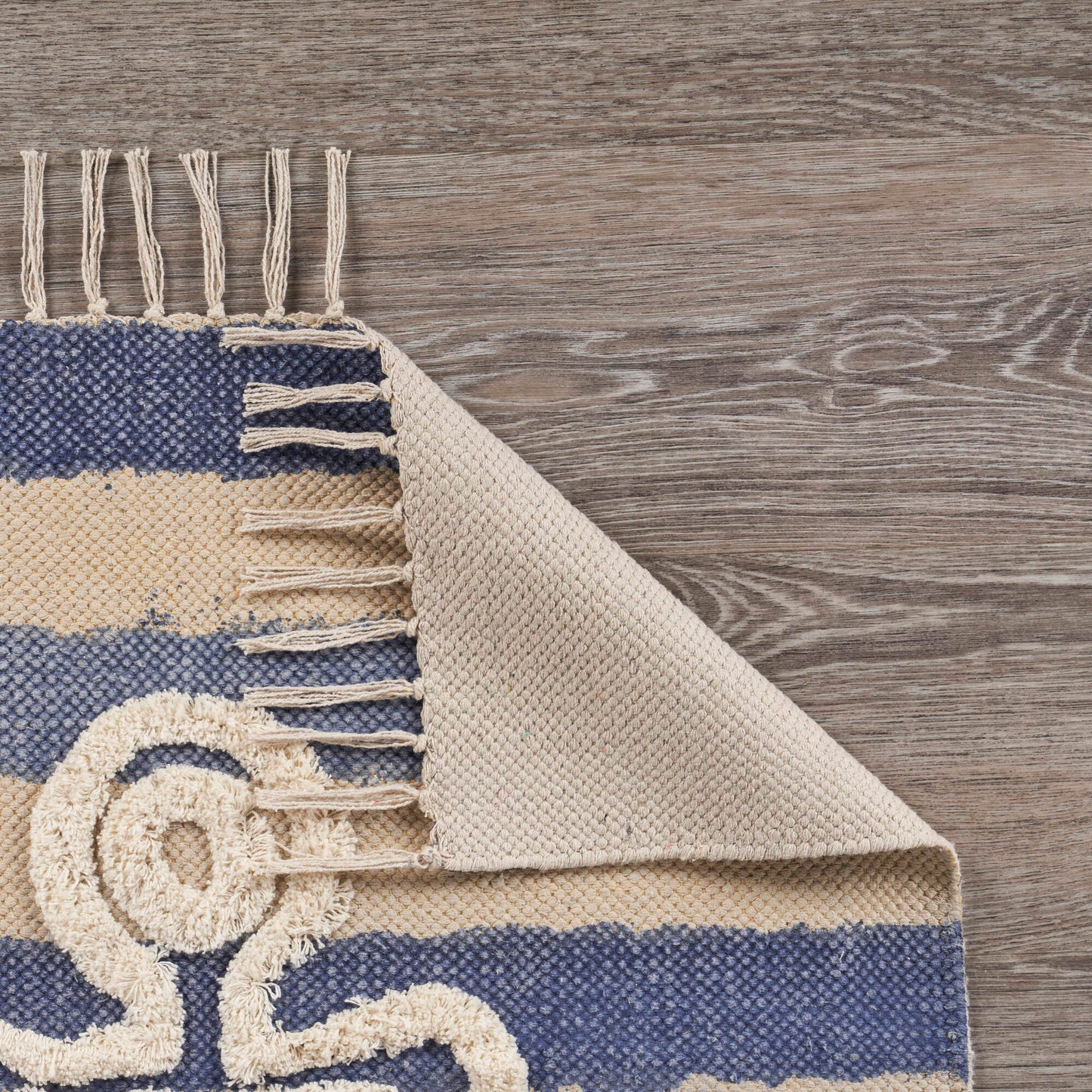 ACCEN-70153 Nautical/Coastal Hand-Woven Navy/Ivory Cotton Indoor Area Rugs - LR Home