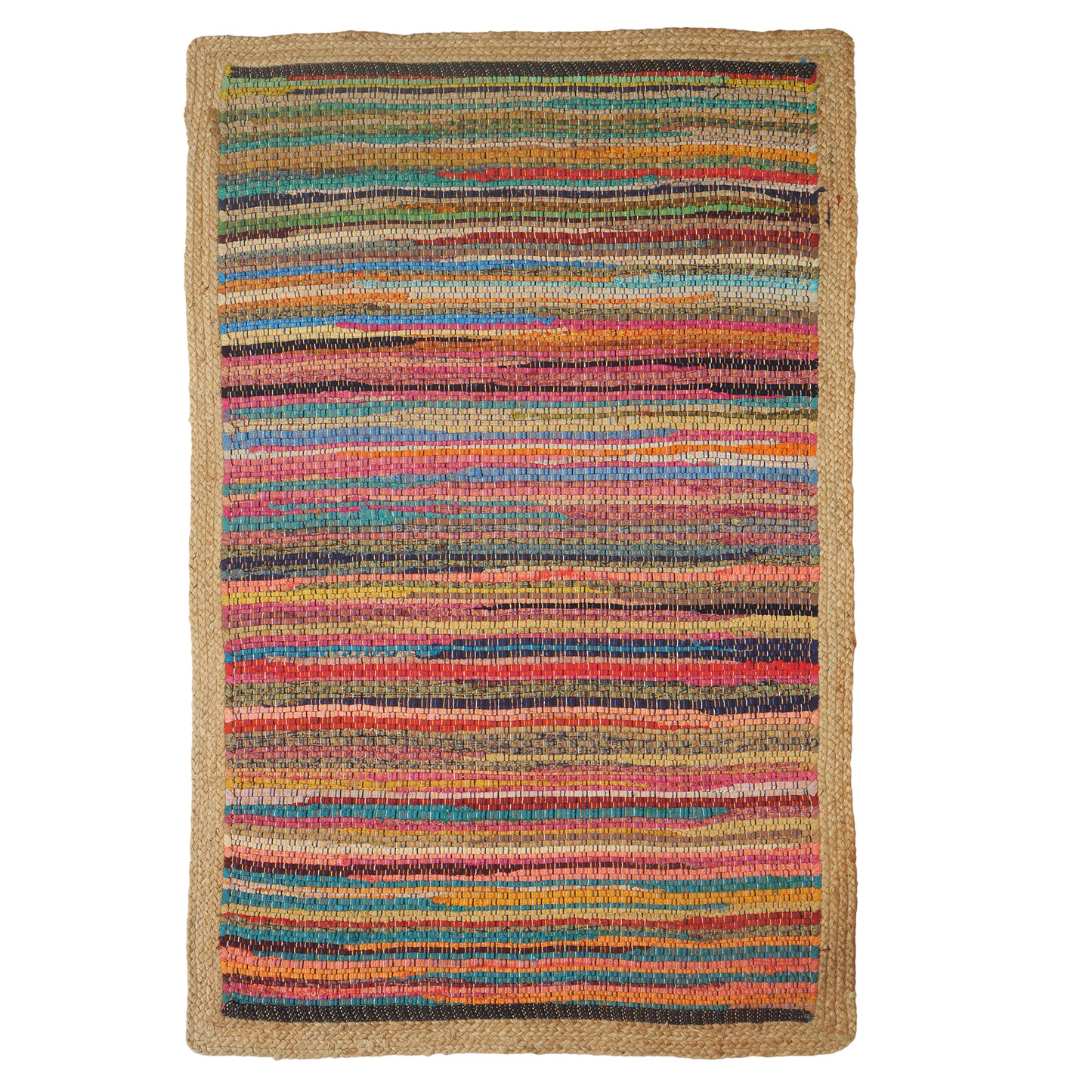 Accent-70189 Bohemian/Eclectic Hand-Woven Rainbow/Tan Self-Backed Indoor Area Rug - LR Home