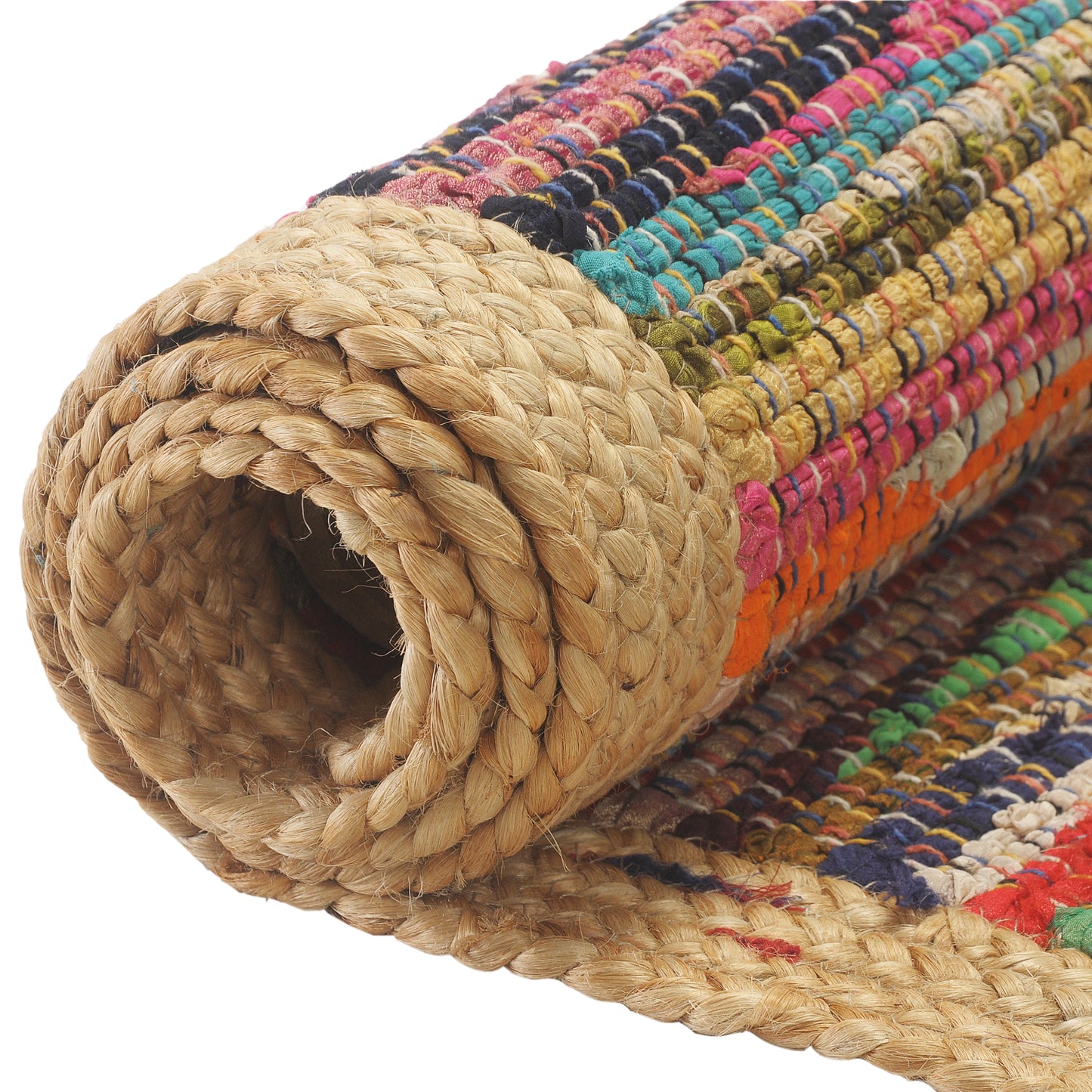 Accent-70189 Bohemian/Eclectic Hand-Woven Rainbow/Tan Self-Backed Indoor Area Rug - LR Home