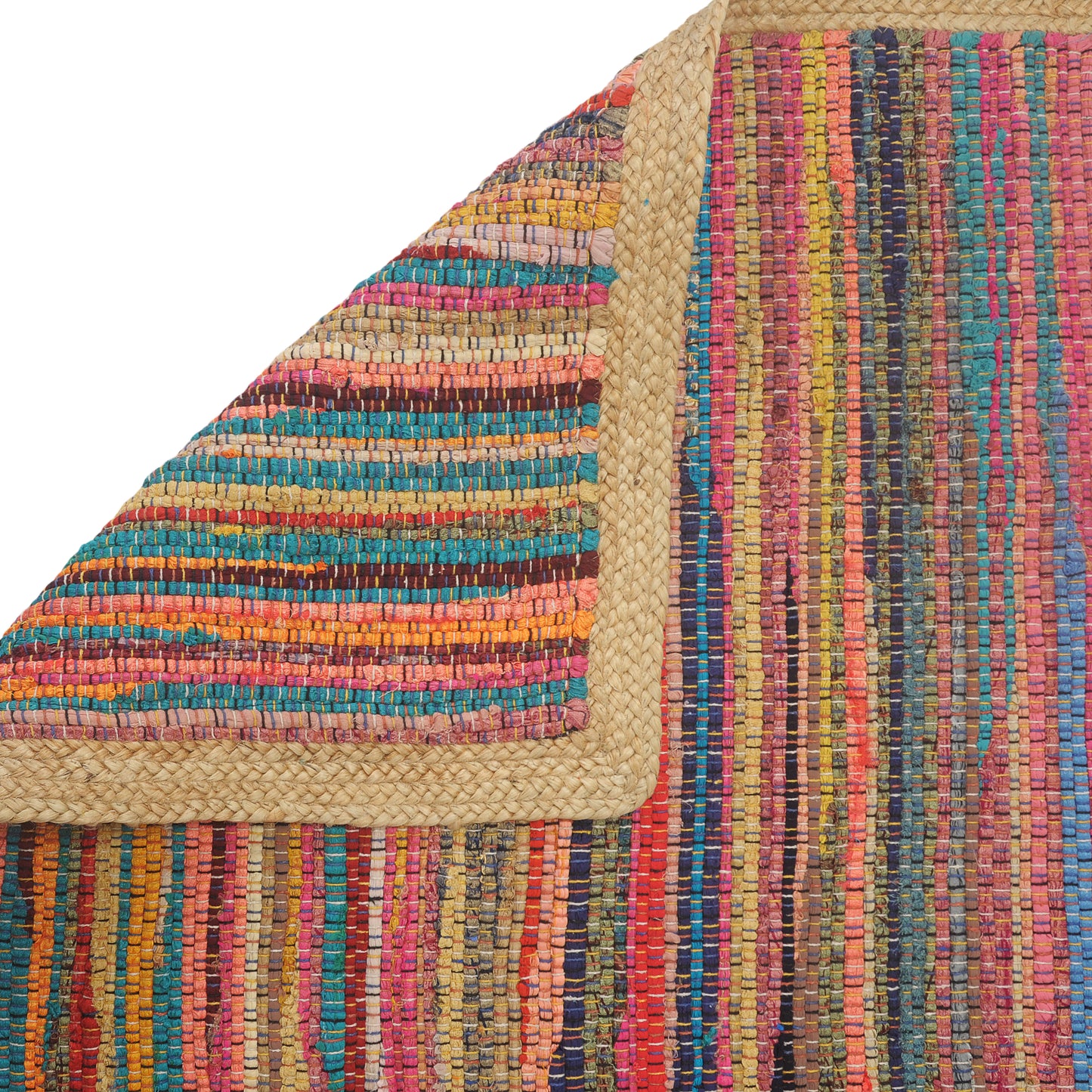 Accent-70189 Bohemian/Eclectic Hand-Woven Rainbow/Tan Self-Backed Indoor Area Rug - LR Home