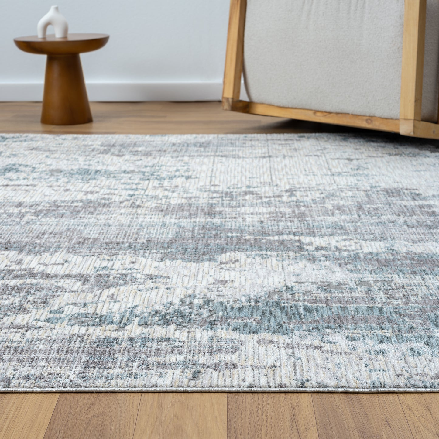 Allure-82464 Modern Power-Loomed Gray/Blue Cotton Indoor Area Rug - LR Home