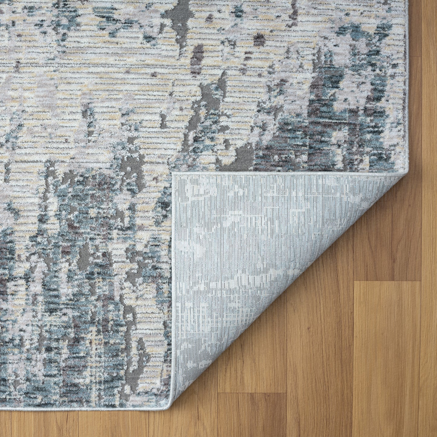 Allure-82464 Modern Power-Loomed Gray/Blue Cotton Indoor Area Rug - LR Home