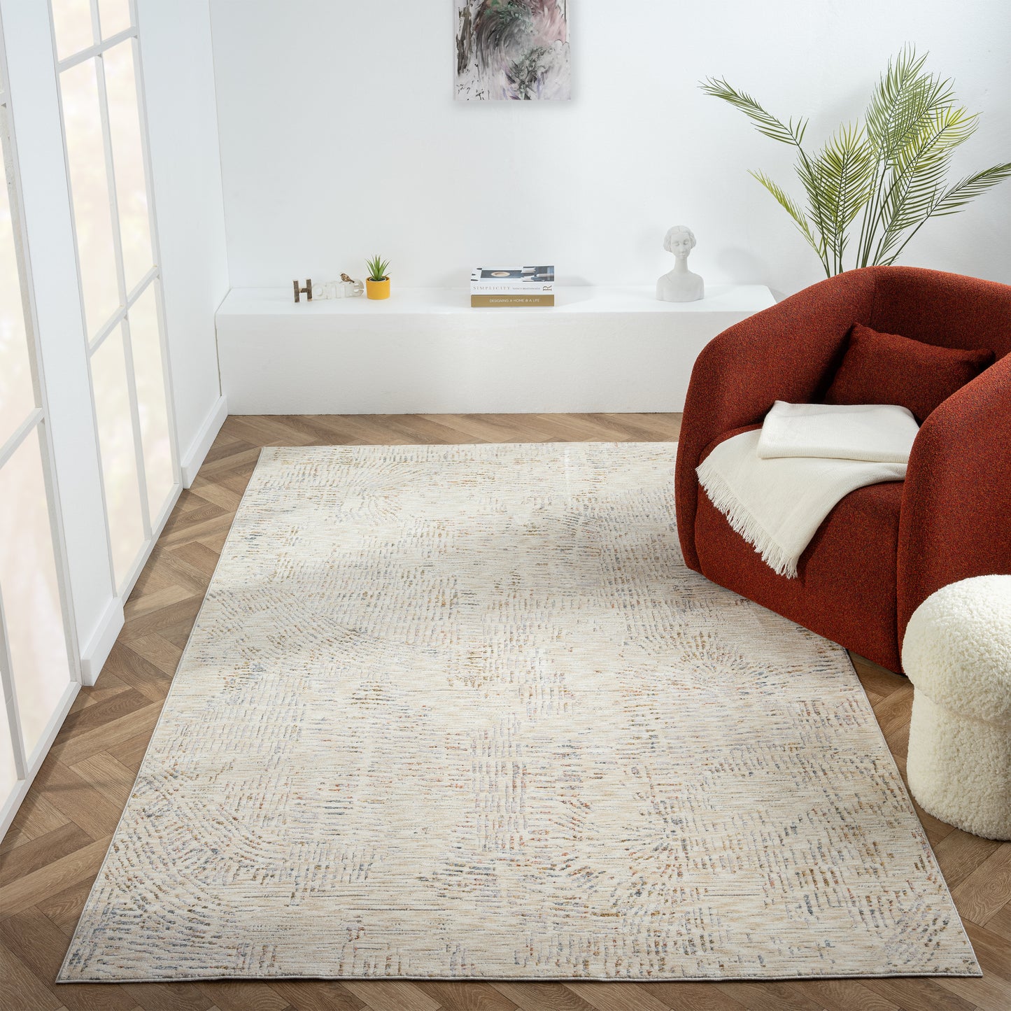 Allure-82465 Modern Power-Loomed Light Gray/Ivory Cotton Indoor Area Rug - LR Home