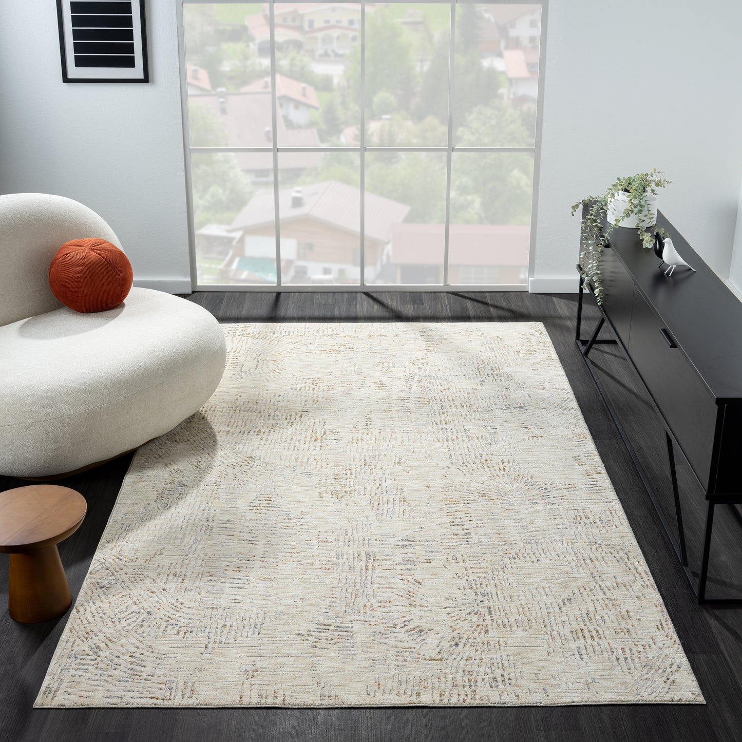 Allure-82465 Modern Power-Loomed Light Gray/Ivory Cotton Indoor Area Rug - LR Home