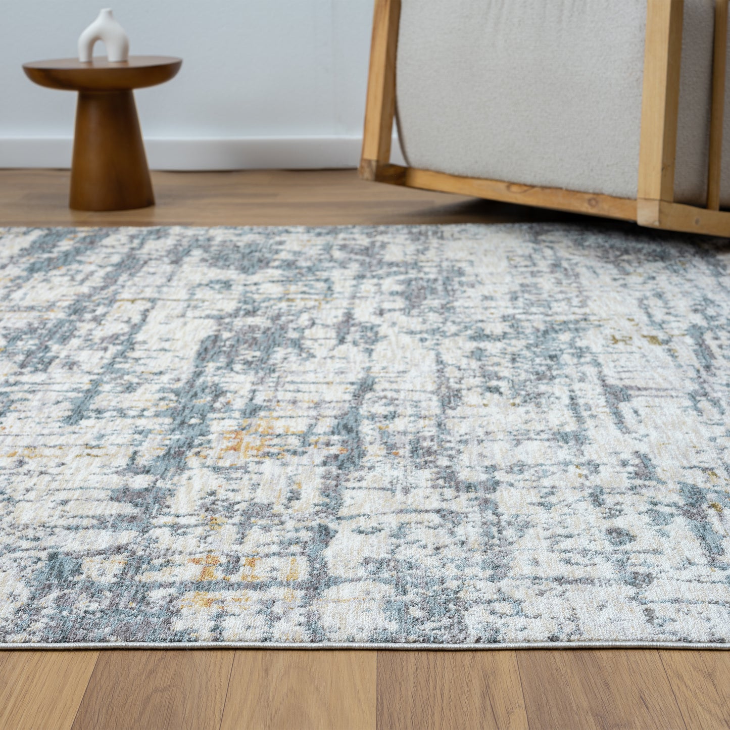 Allure-82466 Modern Power-Loomed Blue/Taupe Cotton Indoor Area Rug - LR Home