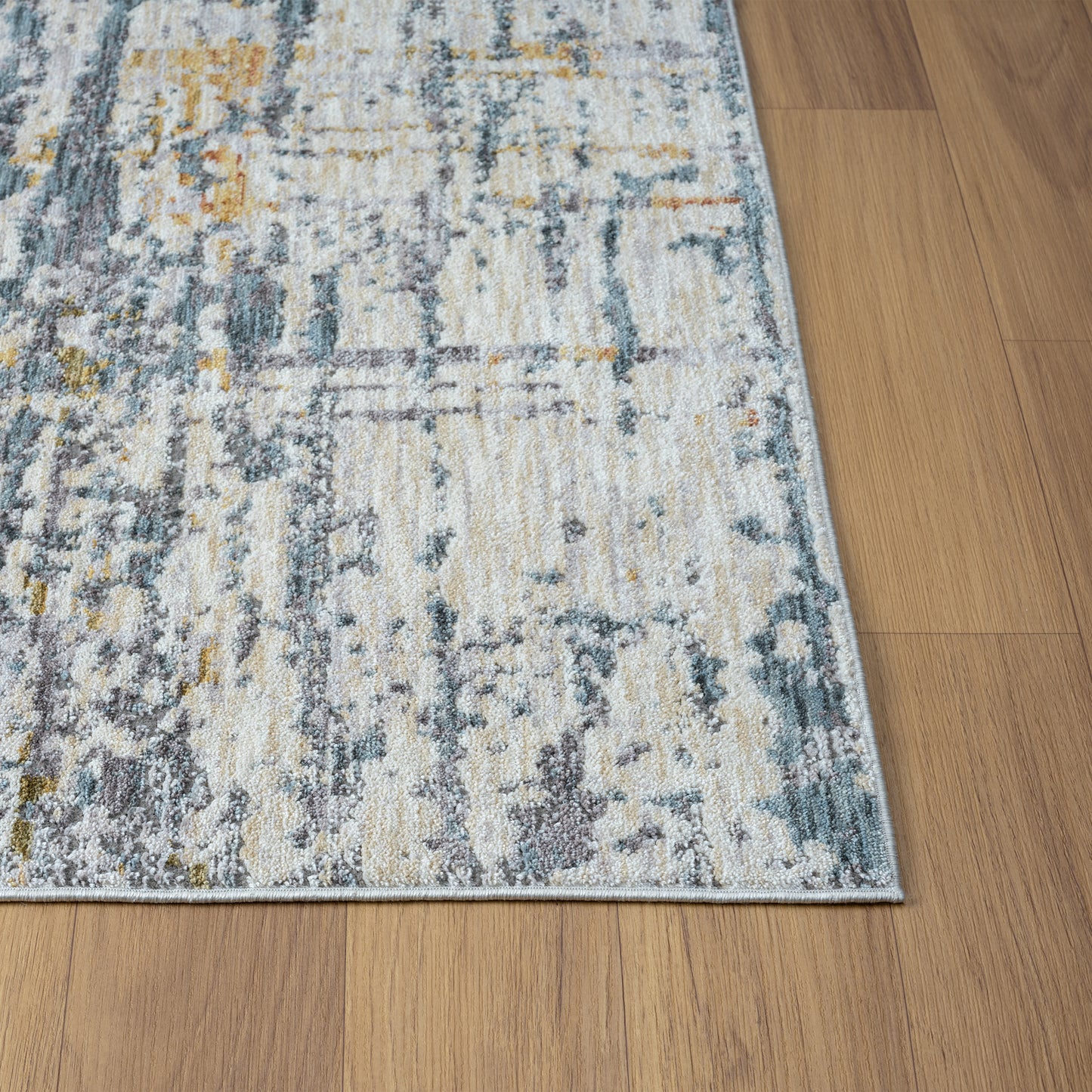 Allure-82466 Modern Power-Loomed Blue/Taupe Cotton Indoor Area Rug - LR Home