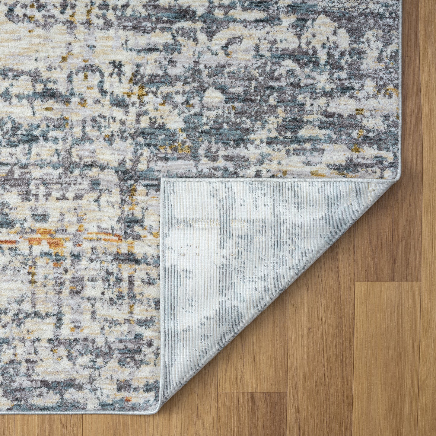 Allure-82466 Modern Power-Loomed Blue/Taupe Cotton Indoor Area Rug - LR Home