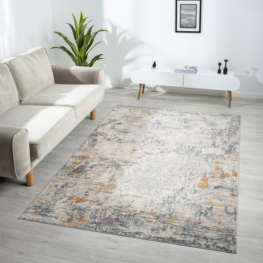Allure-82467 Modern Power-Loomed Gray/Brown Cotton Indoor Area Rug - LR Home