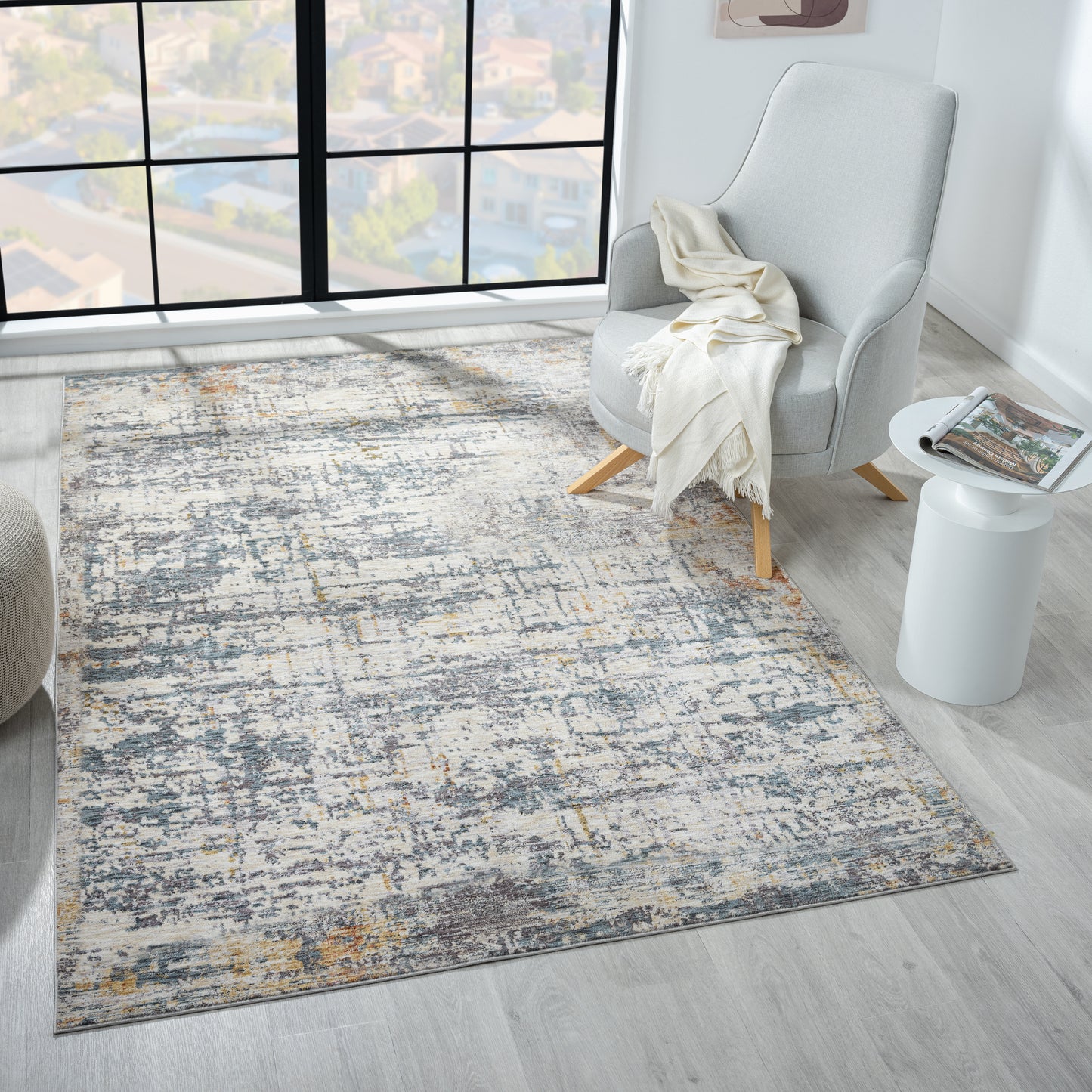 Allure-82467 Modern Power-Loomed Gray/Brown Cotton Indoor Area Rug - LR Home