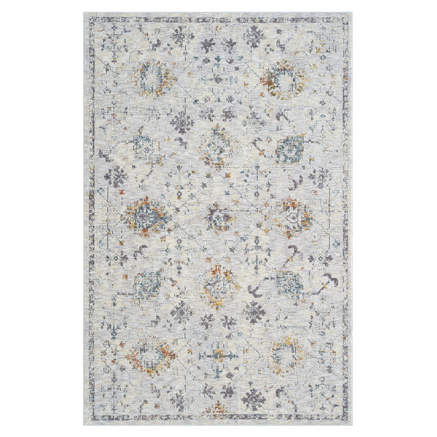 Allure-82470 Traditional Power-Loomed Gray/Blue Cotton Indoor Area Rug - LR Home