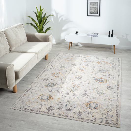 Allure-82470 Traditional Power-Loomed Gray/Blue Cotton Indoor Area Rug - LR Home