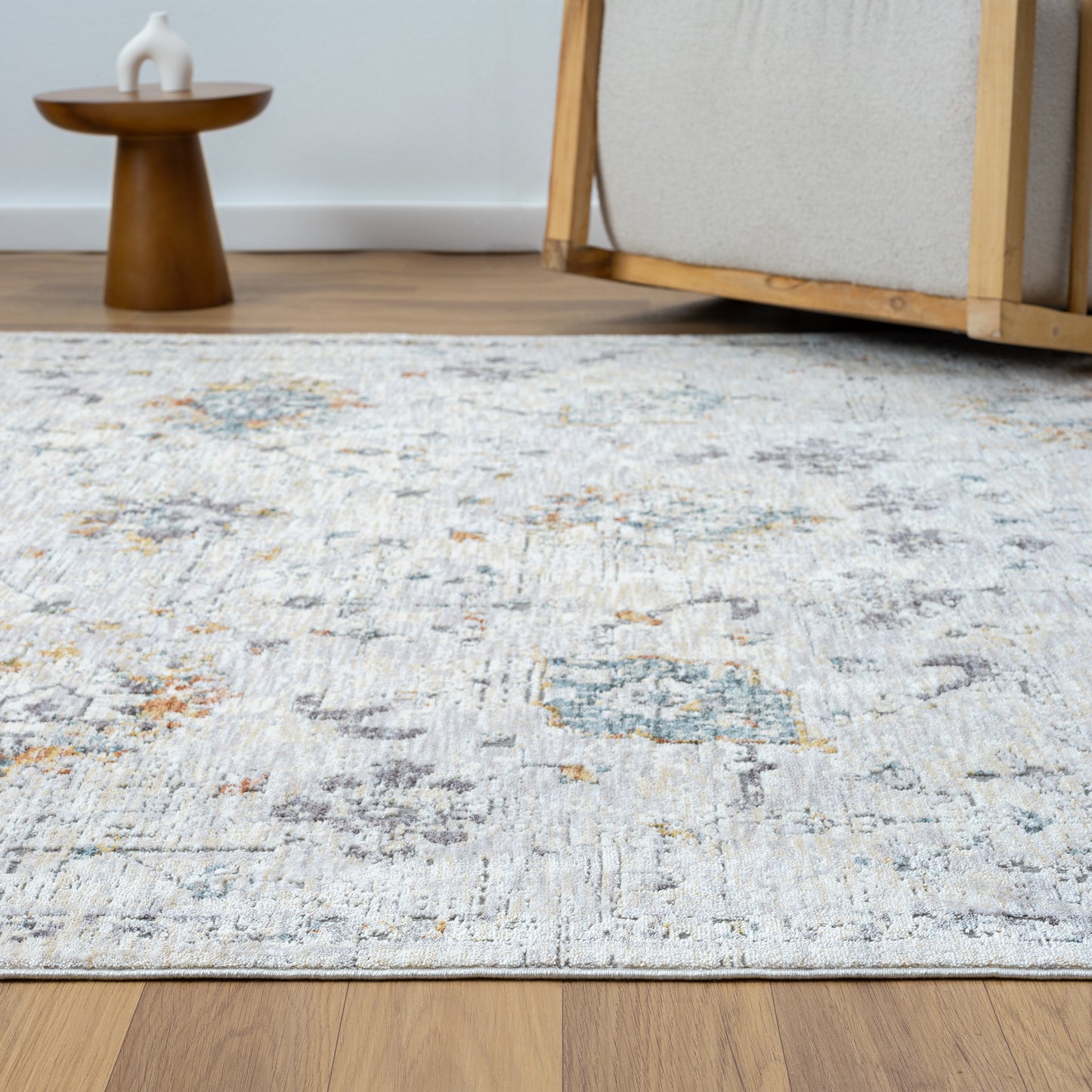 Allure-82470 Traditional Power-Loomed Gray/Blue Cotton Indoor Area Rug - LR Home