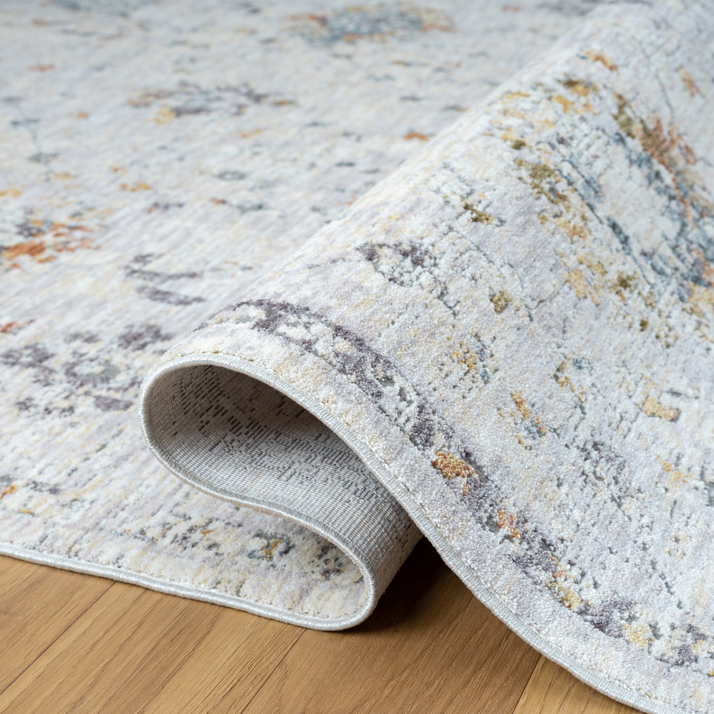 Allure-82470 Traditional Power-Loomed Gray/Blue Cotton Indoor Area Rug - LR Home