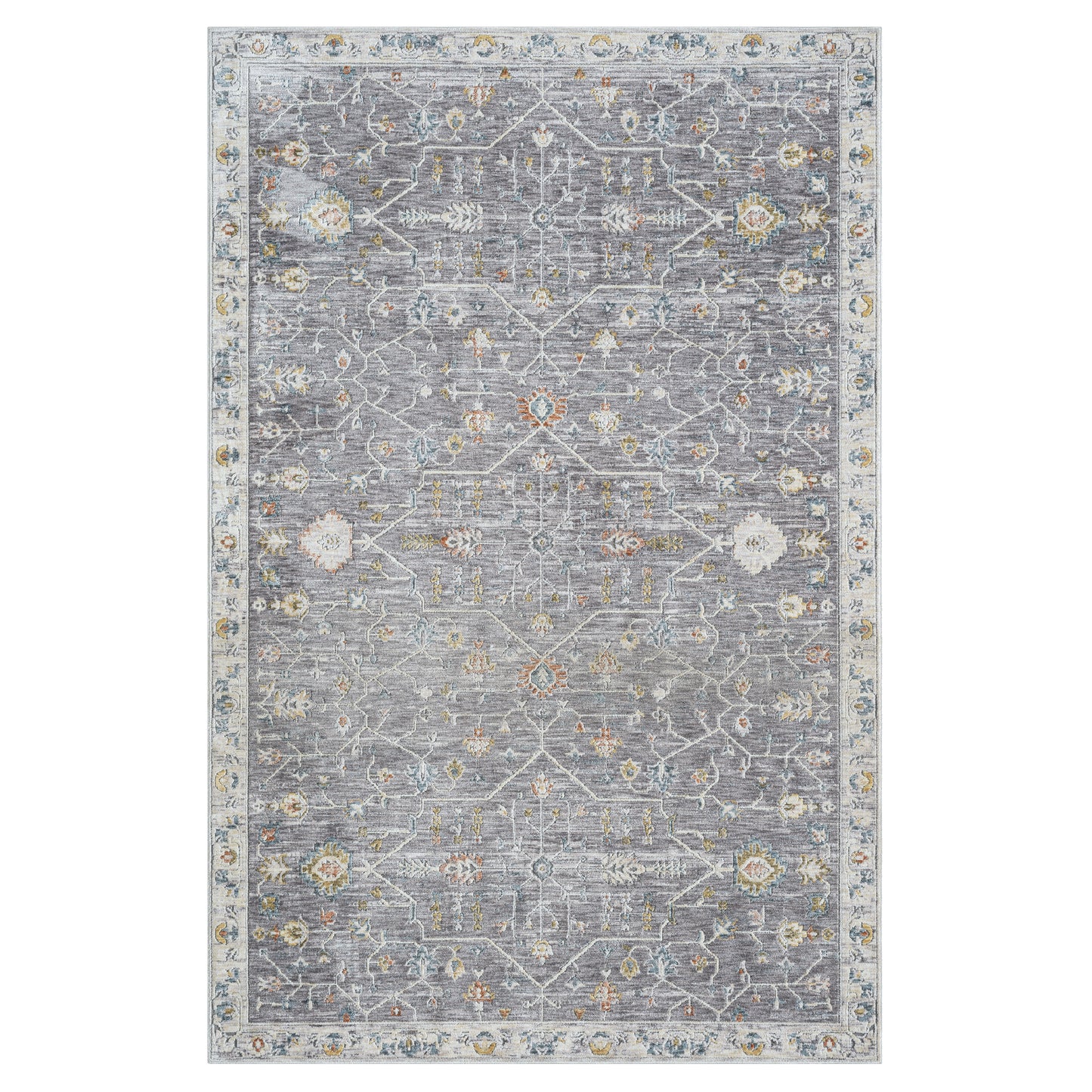 Allure-82471 Traditional Power-Loomed Gray/Ivory Cotton Indoor Area Rug - LR Home