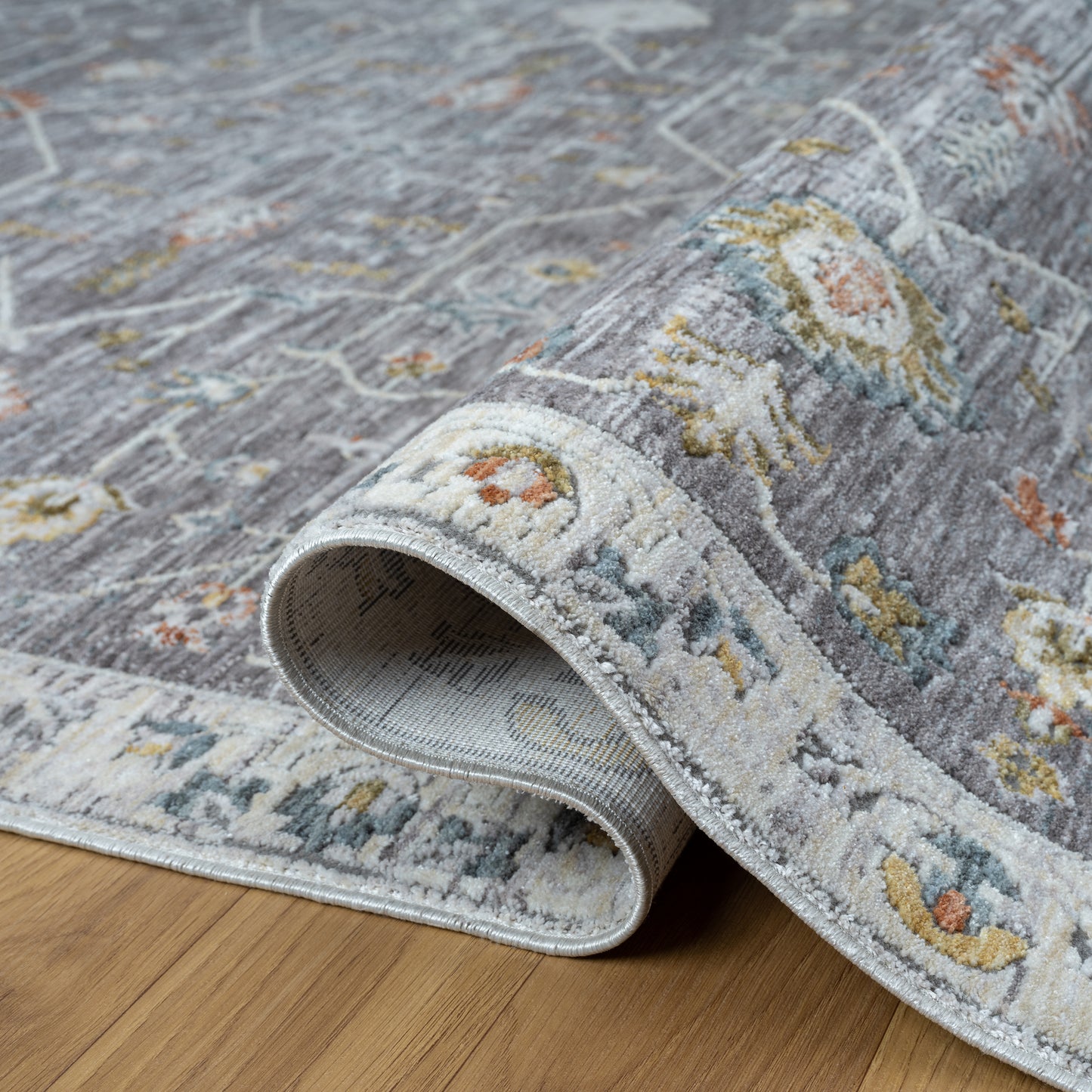 Allure-82471 Traditional Power-Loomed Gray/Ivory Cotton Indoor Area Rug - LR Home
