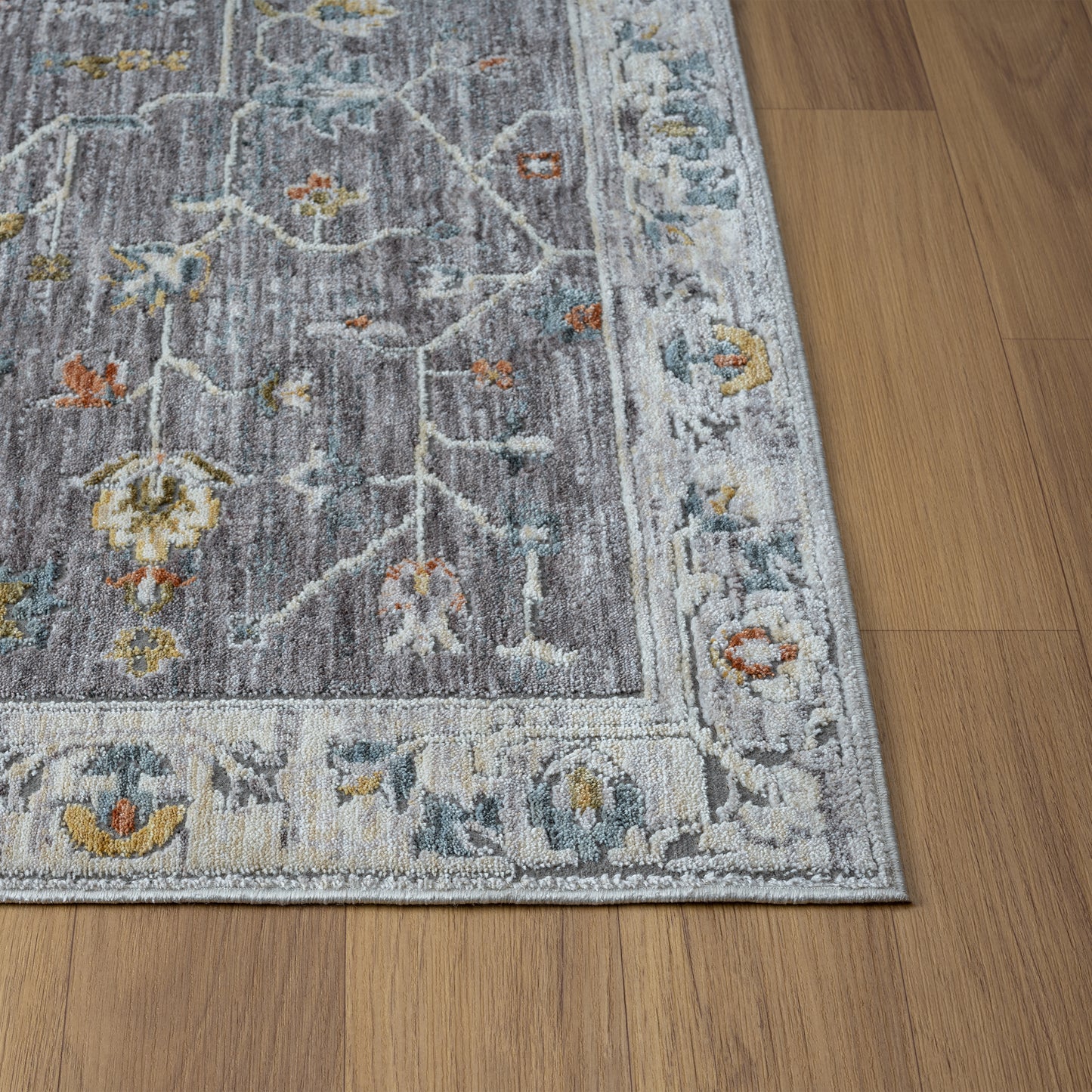 Allure-82471 Traditional Power-Loomed Gray/Ivory Cotton Indoor Area Rug - LR Home