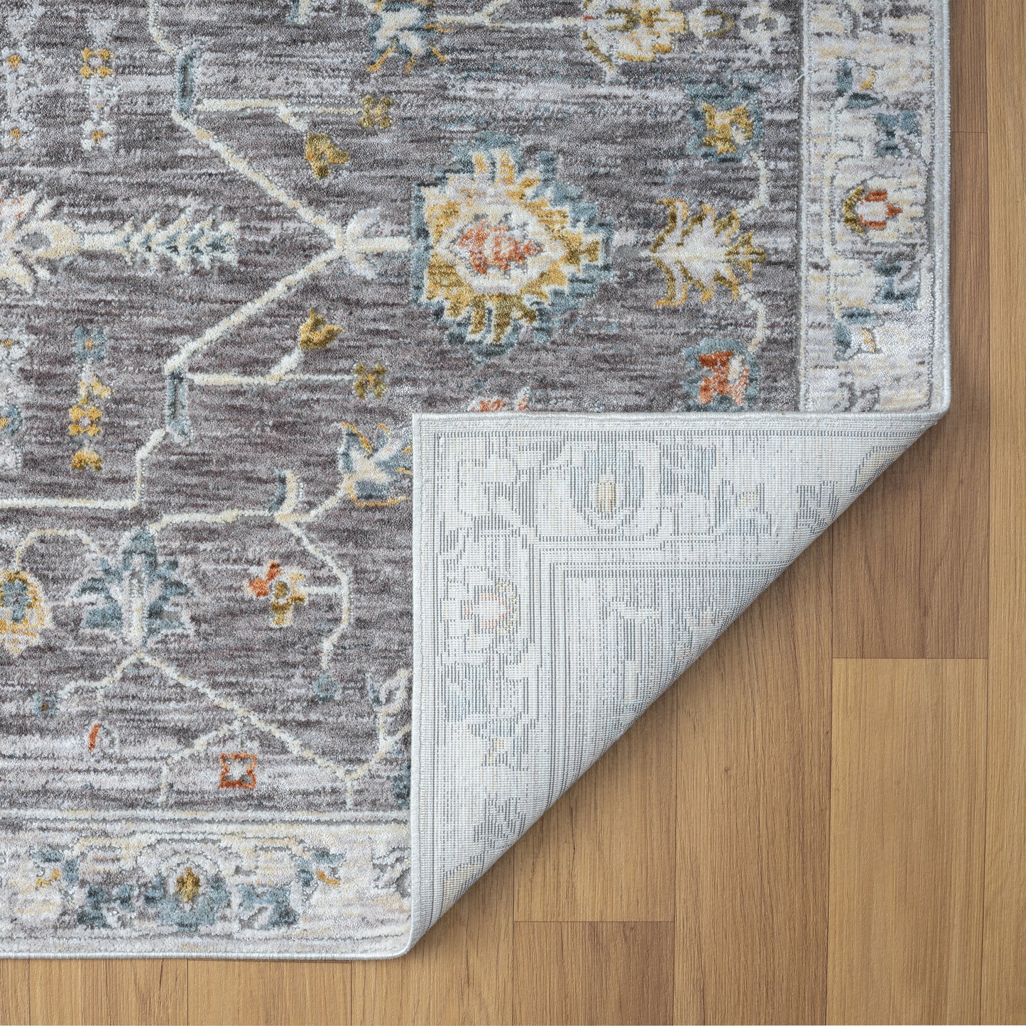 Allure-82471 Traditional Power-Loomed Gray/Ivory Cotton Indoor Area Rug - LR Home