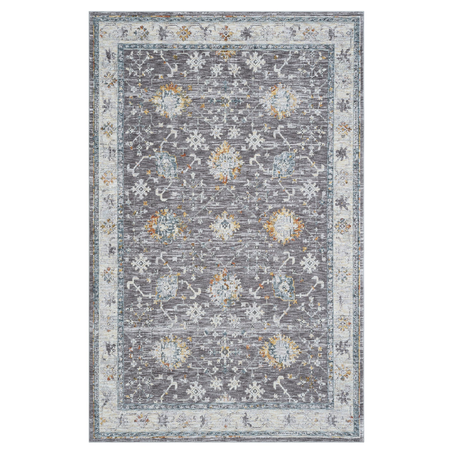Allure-82473 Traditional Power-Loomed Gray/Blue Cotton Indoor Area Rug - LR Home