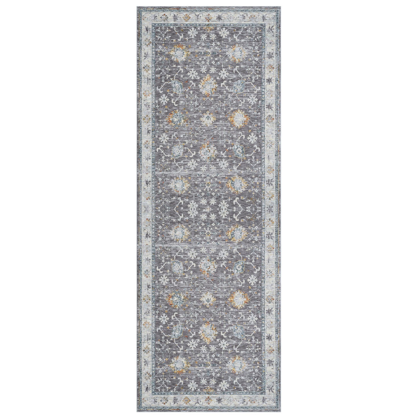 Allure-82473 Traditional Power-Loomed Gray/Blue Cotton Indoor Area Rug - LR Home