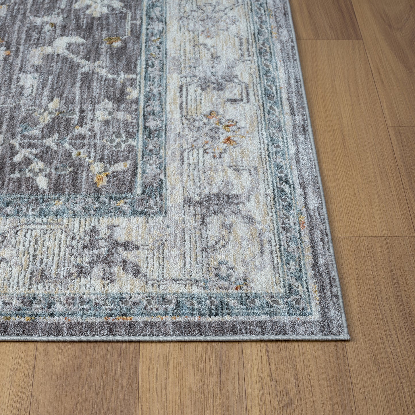 Allure-82473 Traditional Power-Loomed Gray/Blue Cotton Indoor Area Rug - LR Home