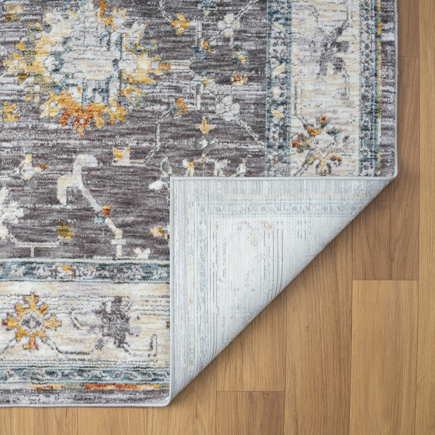 Allure-82473 Traditional Power-Loomed Gray/Blue Cotton Indoor Area Rug - LR Home