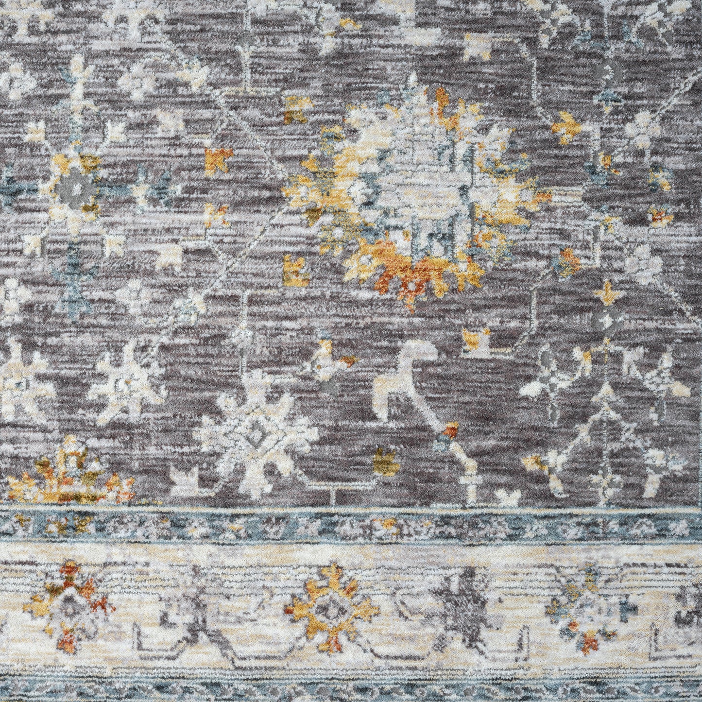 Allure-82473 Traditional Power-Loomed Gray/Blue Cotton Indoor Area Rug - LR Home